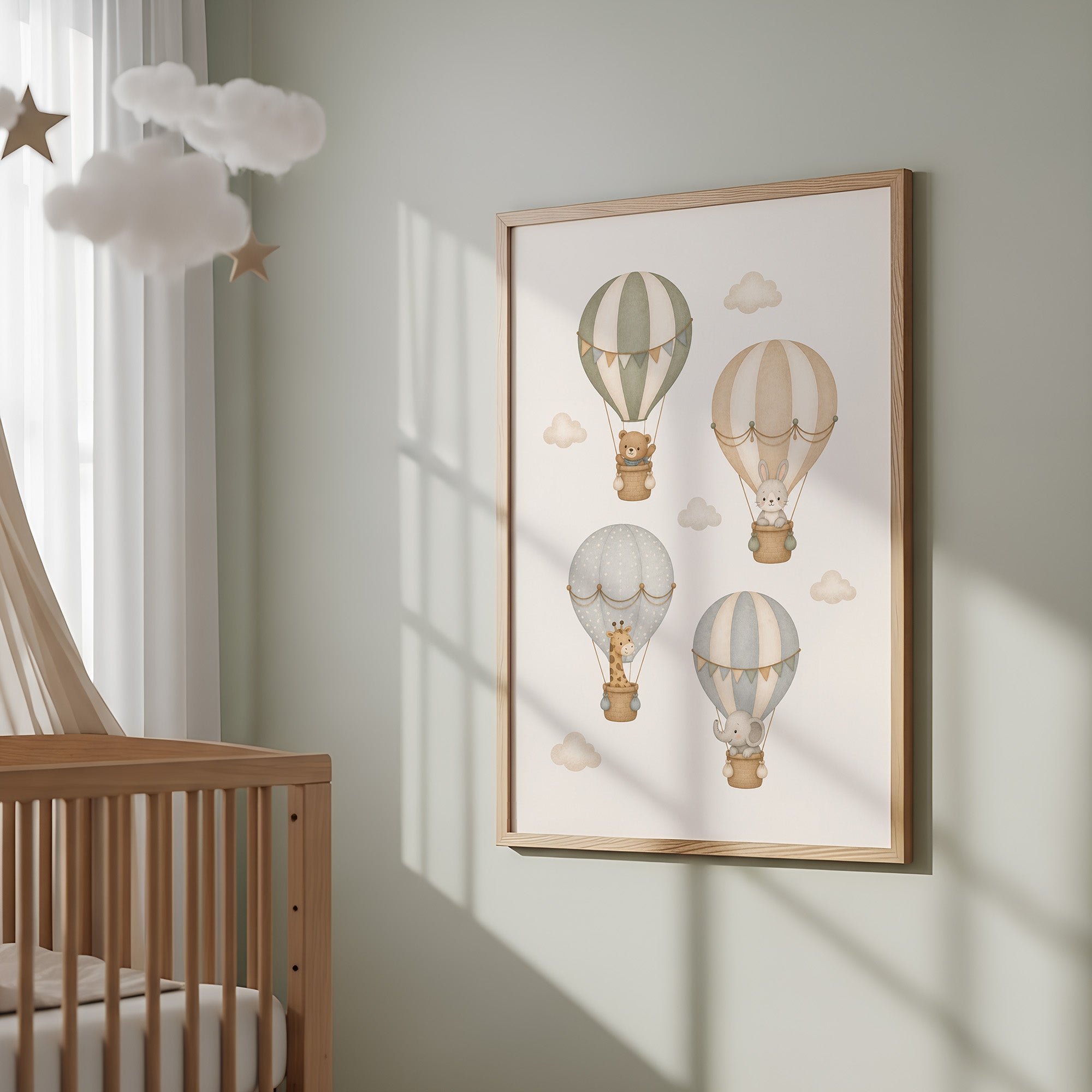 Tiere in Heißluftballons Kinderposter