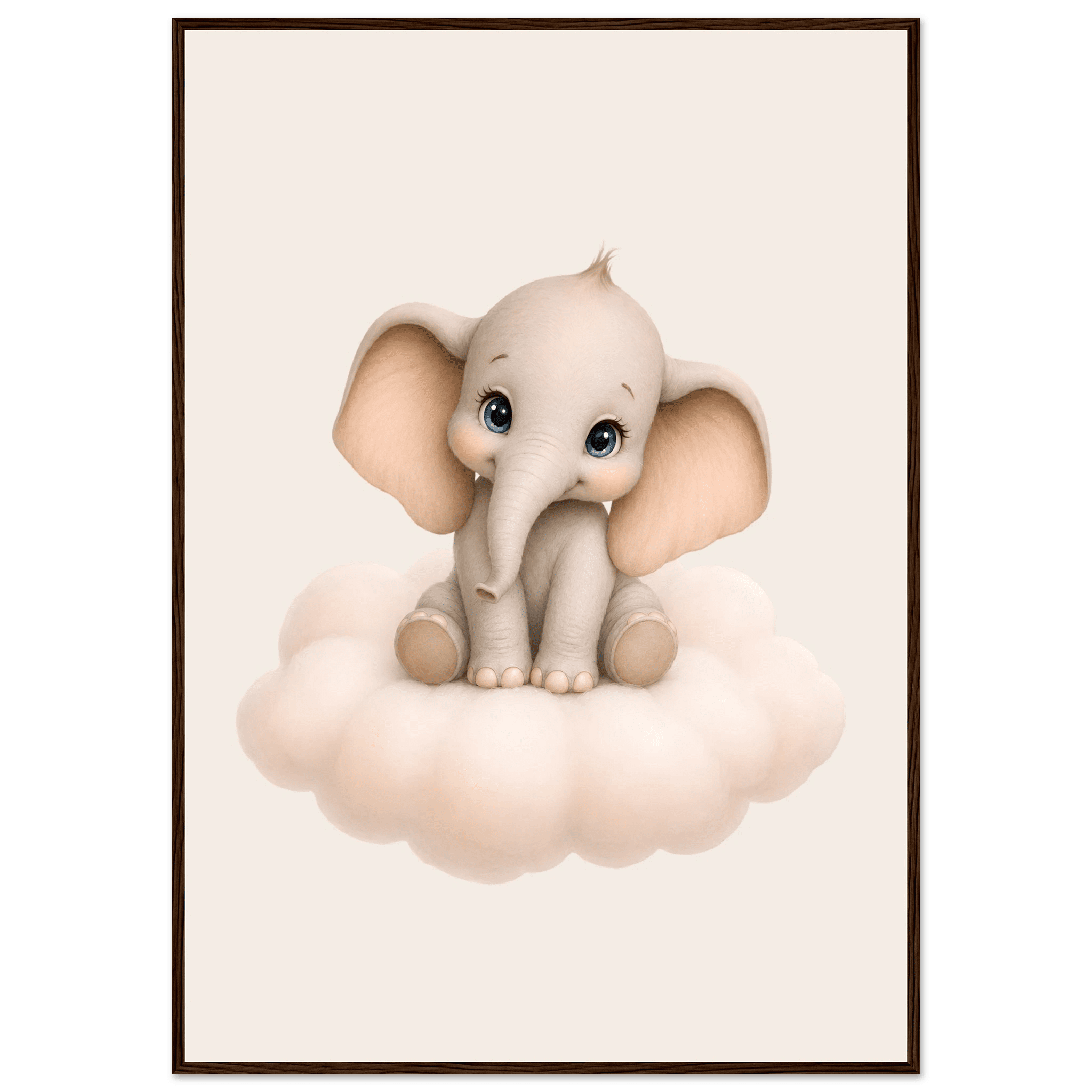 Elefant på moln med namn poster