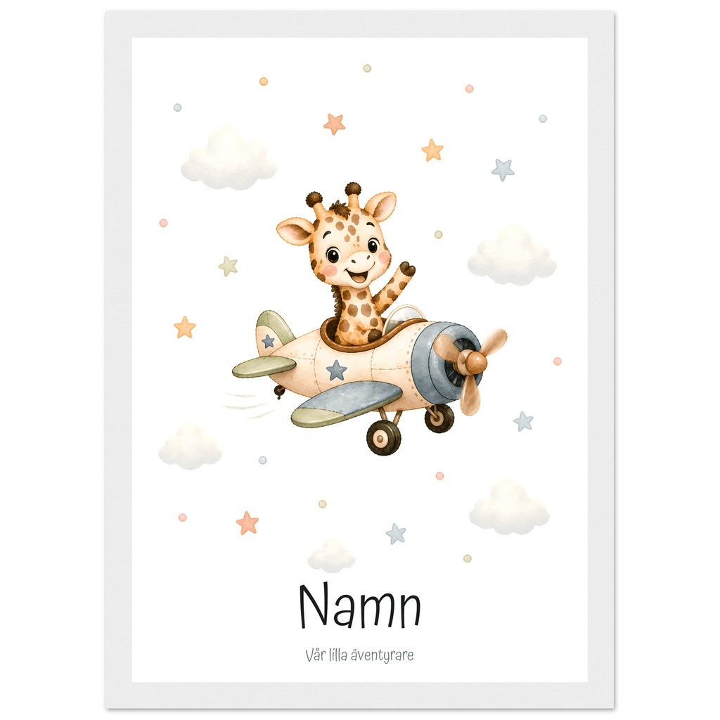 Giraff i flygplan med namn poster