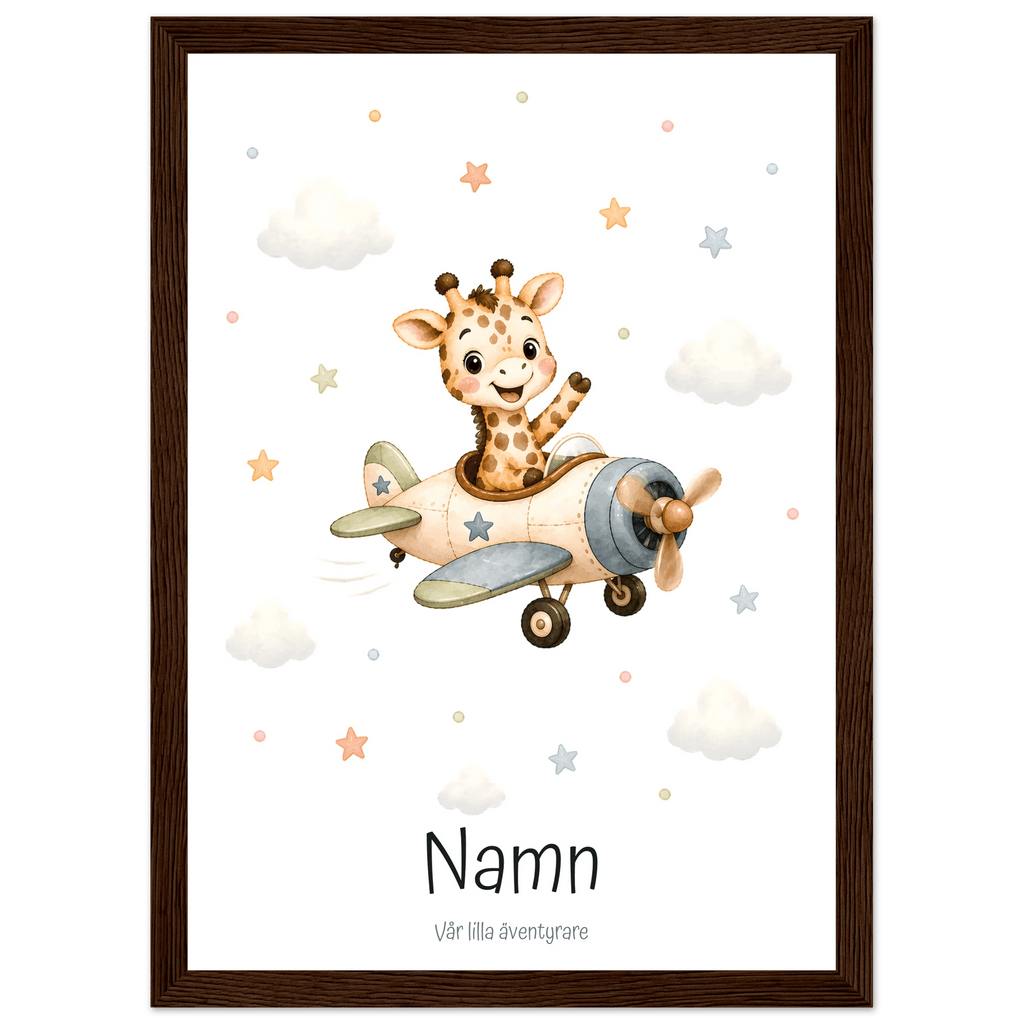 Giraff i flygplan med namn poster