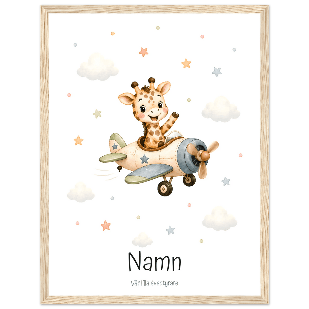 Giraff i flygplan med namn poster