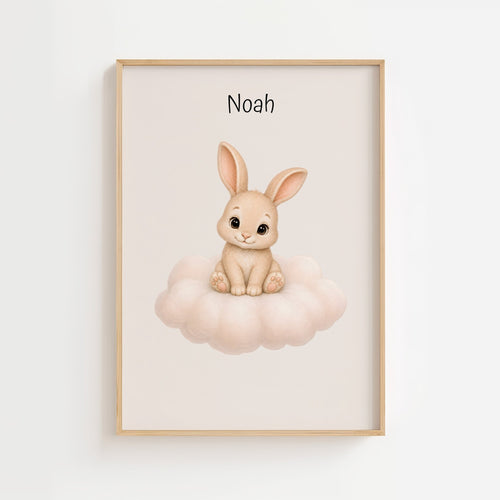 Kanin på moln med namn poster