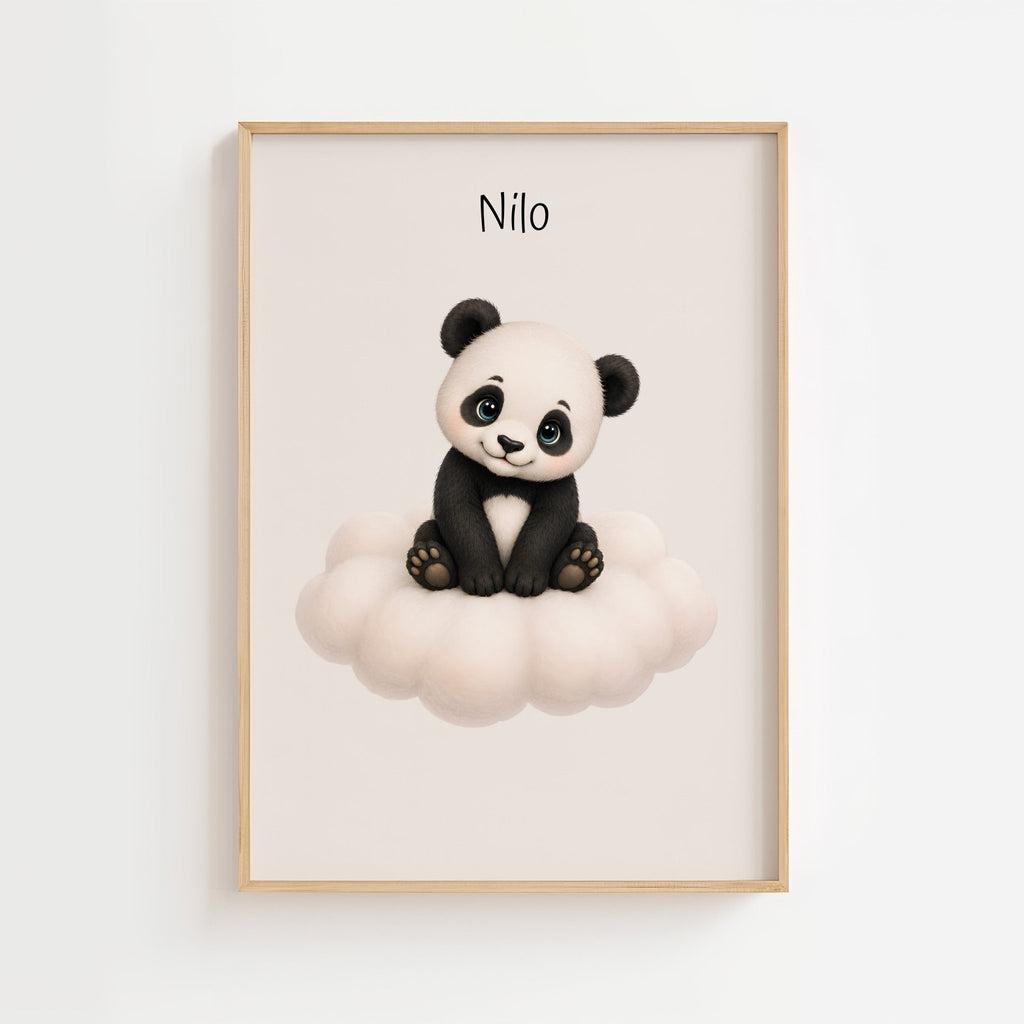 Panda på moln med namn poster