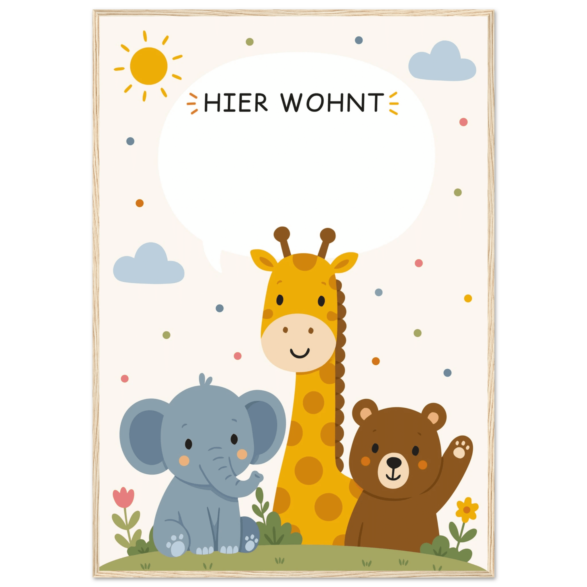 Personalisiertes Namensposter mit Tieren | Hier wohnt 💚 poster