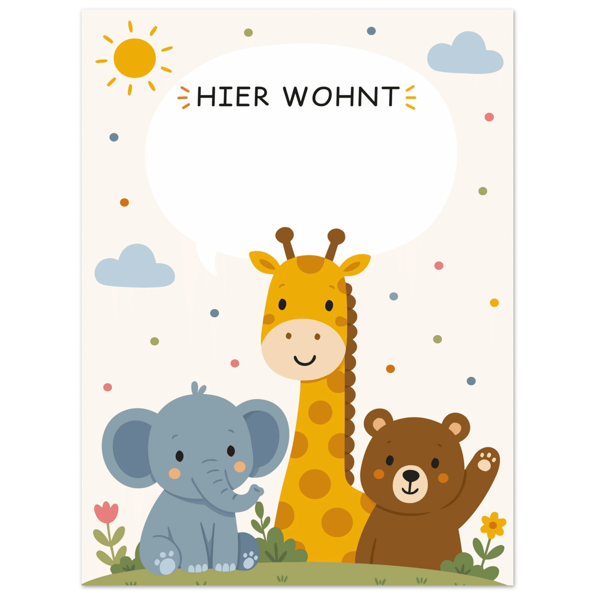 Personalisiertes Namensposter mit Tieren | Hier wohnt 💚 poster
