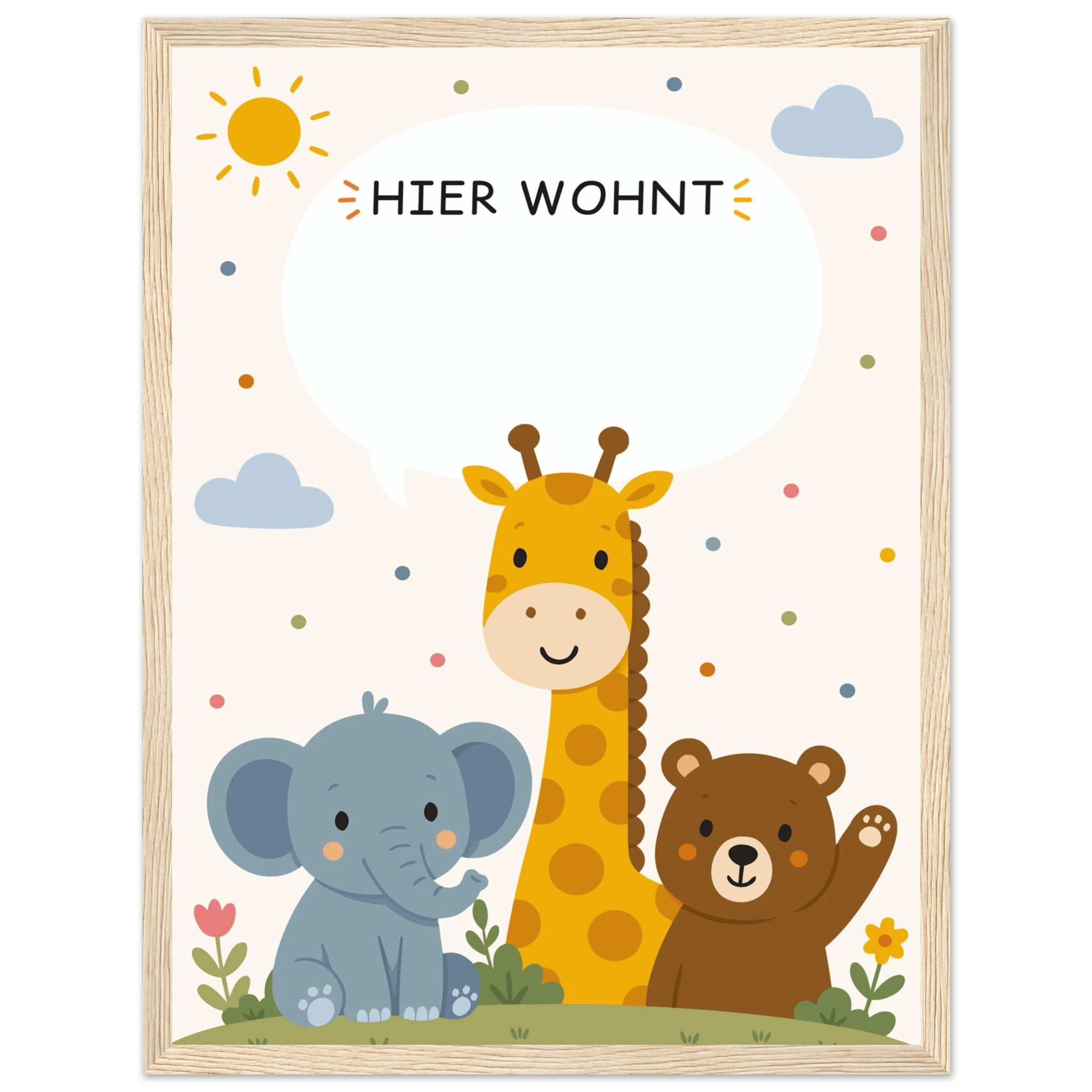 Personalisiertes Namensposter mit Tieren | Hier wohnt 💚 poster