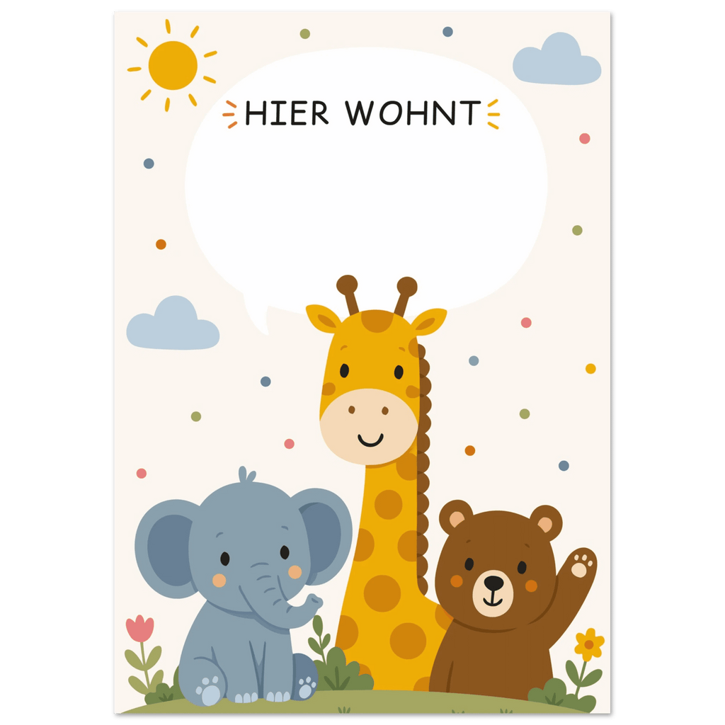 Personalisiertes Namensposter mit Tieren | Hier wohnt 💚 poster