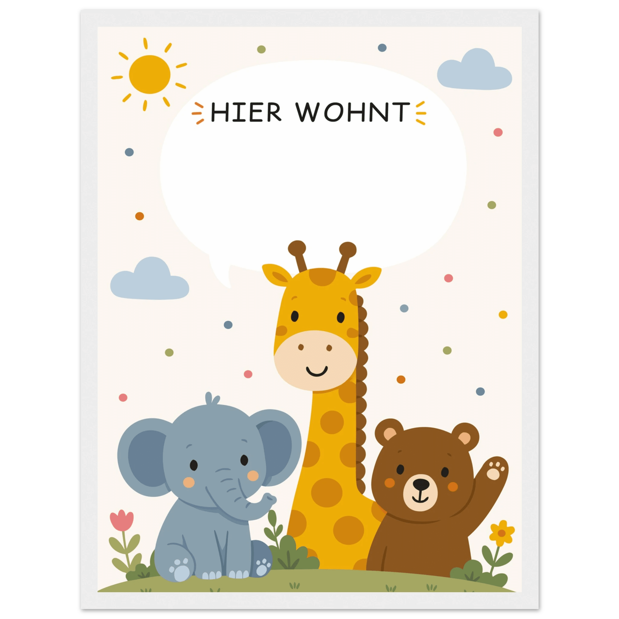 Personalisiertes Namensposter mit Tieren | Hier wohnt 💚 poster