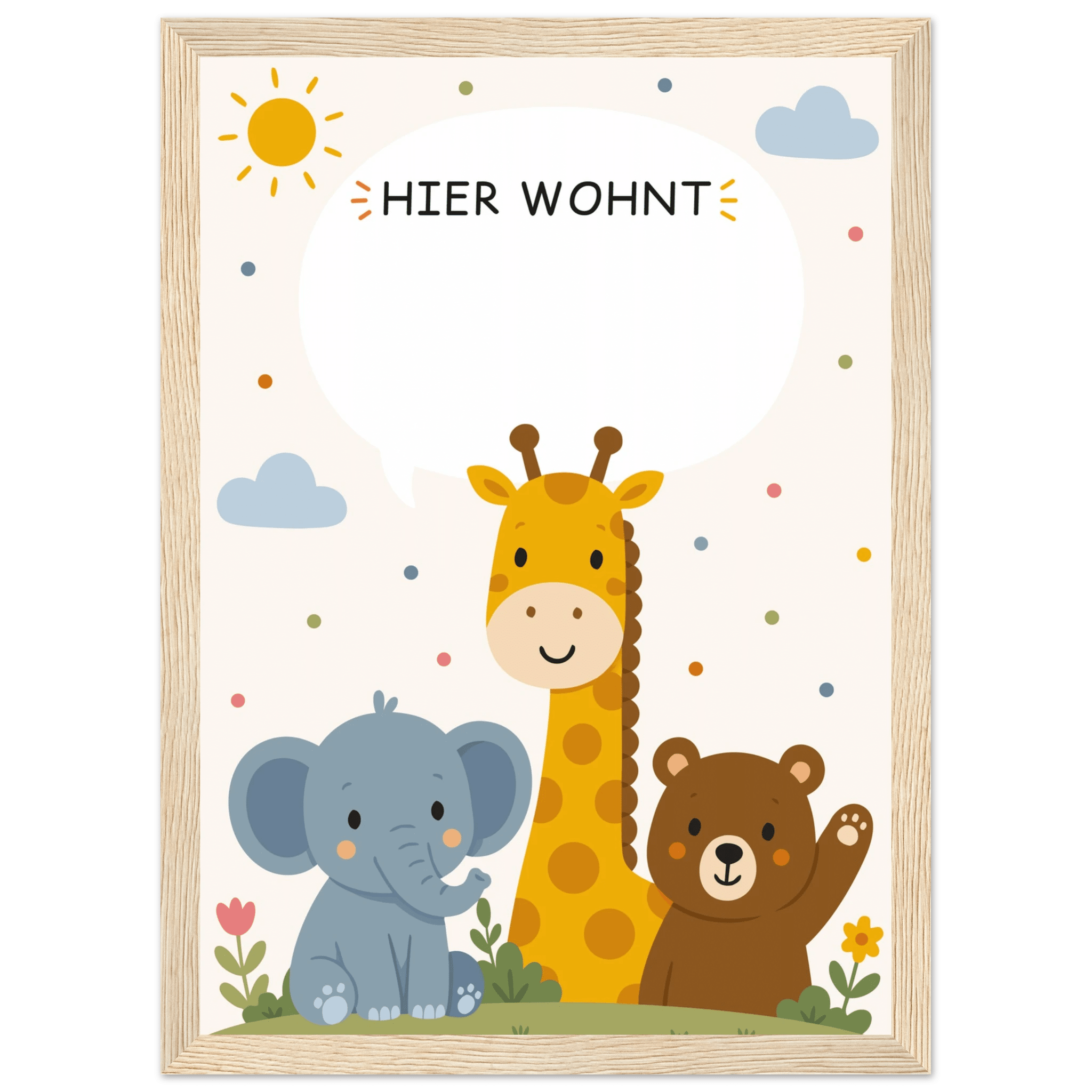 Personalisiertes Namensposter mit Tieren | Hier wohnt 💙 poster