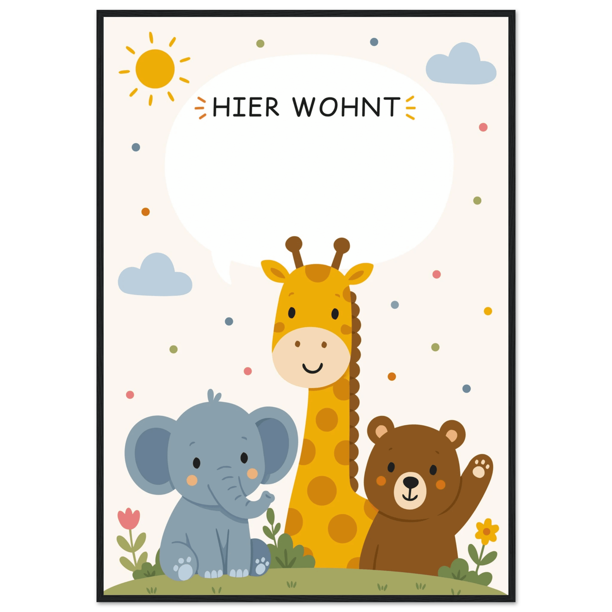 Personalisiertes Namensposter mit Tieren | Hier wohnt 💚 poster