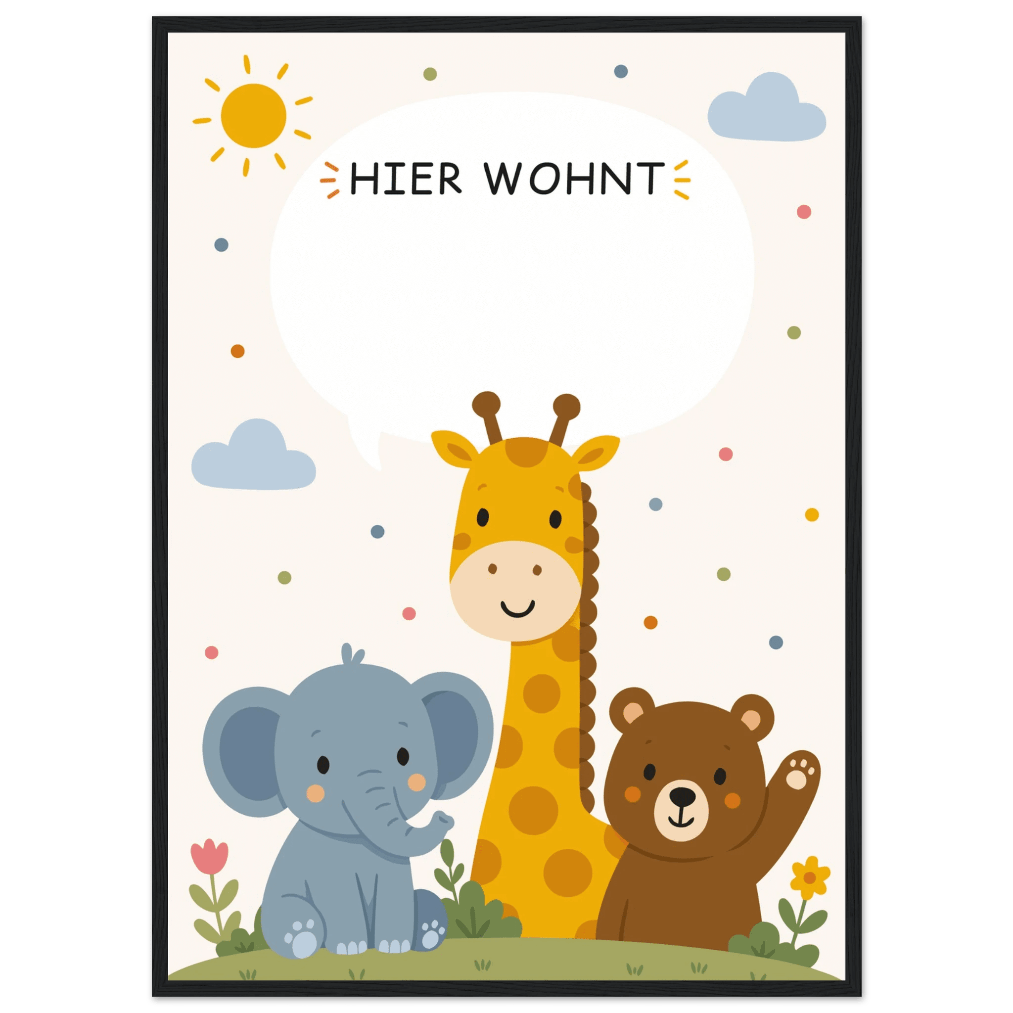 Personalisiertes Namensposter mit Tieren | Hier wohnt 🖤 poster