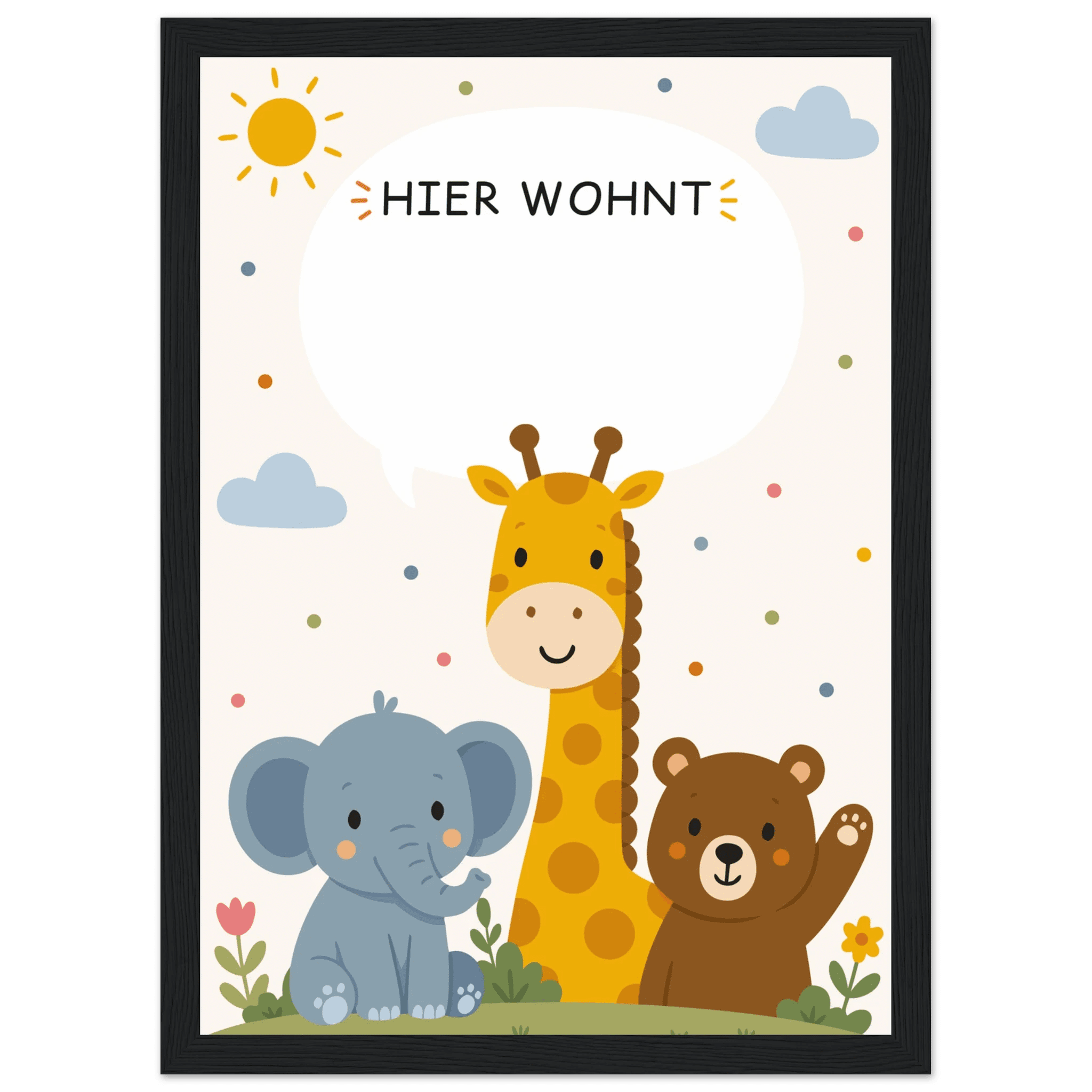 Personalisiertes Namensposter mit Tieren | Hier wohnt 💙 poster