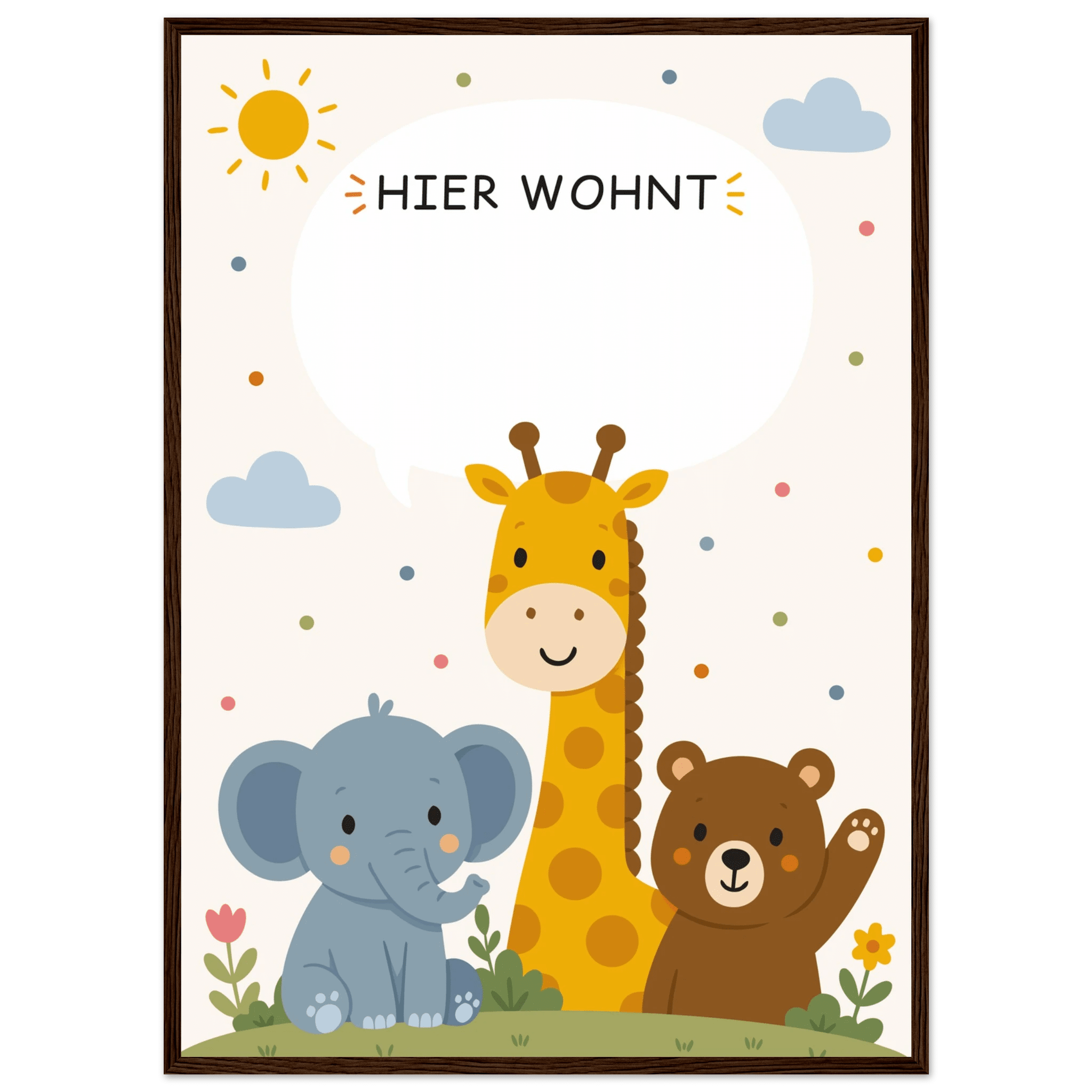 Personalisiertes Namensposter mit Tieren | Hier wohnt 💚 poster