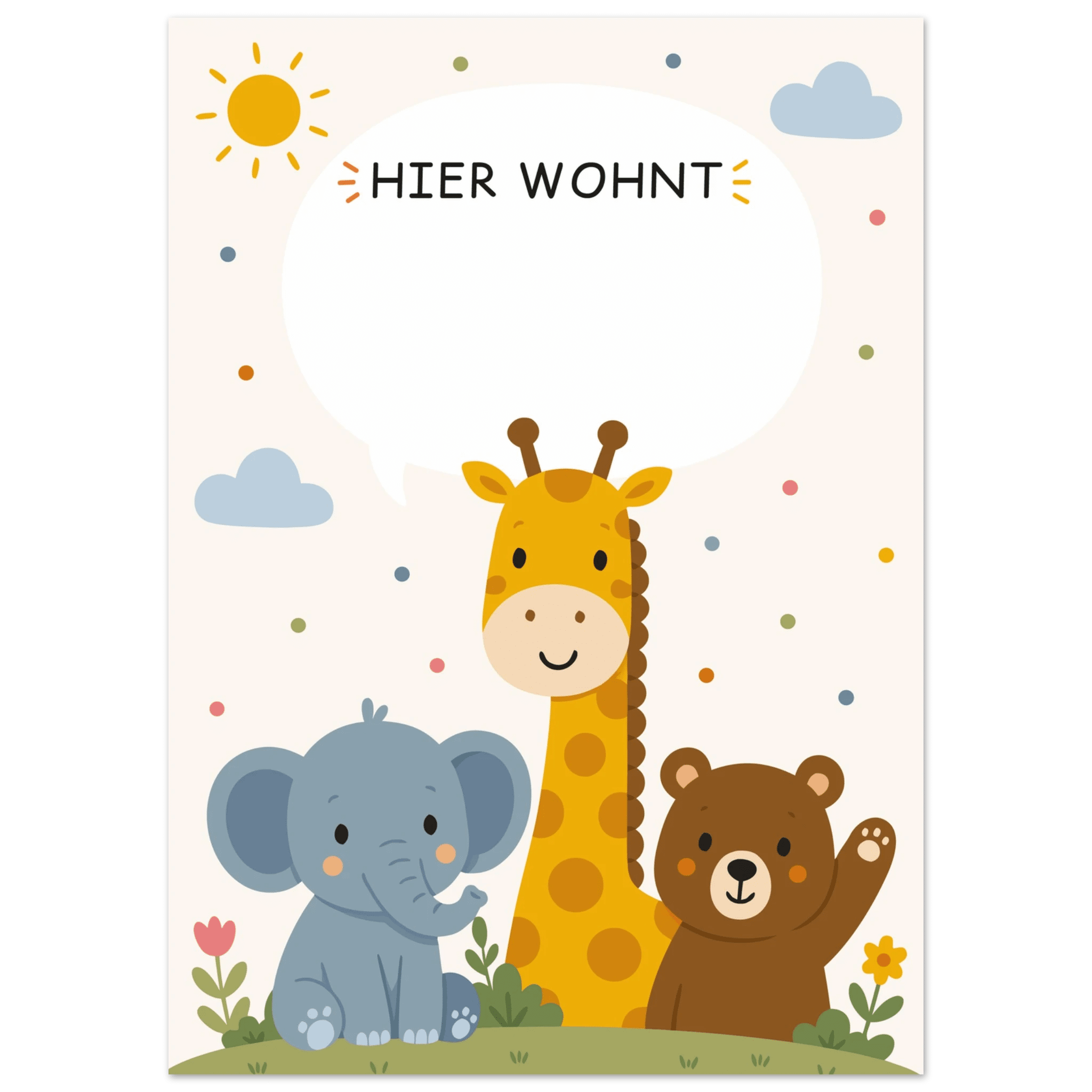 Personalisiertes Namensposter mit Tieren | Hier wohnt 💚 poster