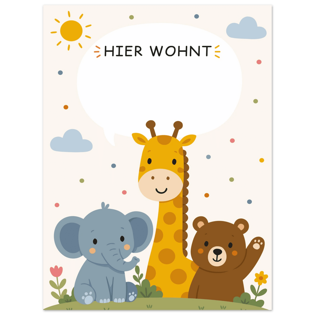Personalisiertes Namensposter mit Tieren | Hier wohnt 🖤 poster