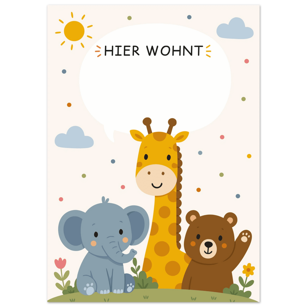 Personalisiertes Namensposter mit Tieren | Hier wohnt 💚 poster