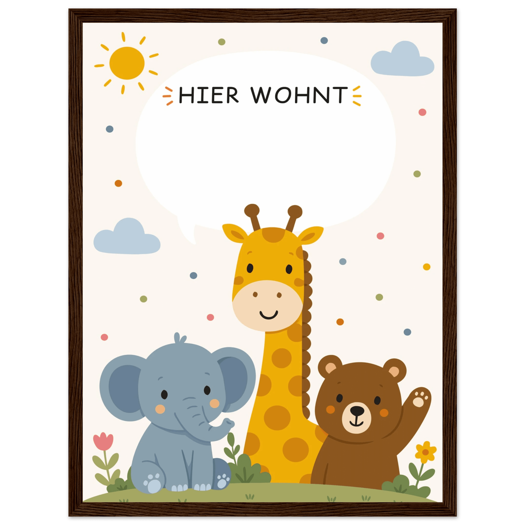 Personalisiertes Namensposter mit Tieren | Hier wohnt ❤️ poster