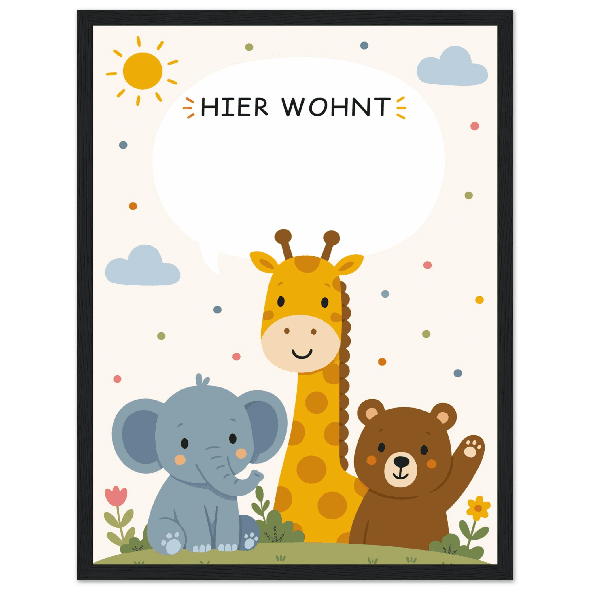 Personalisiertes Namensposter mit Tieren | Hier wohnt 🖤 poster