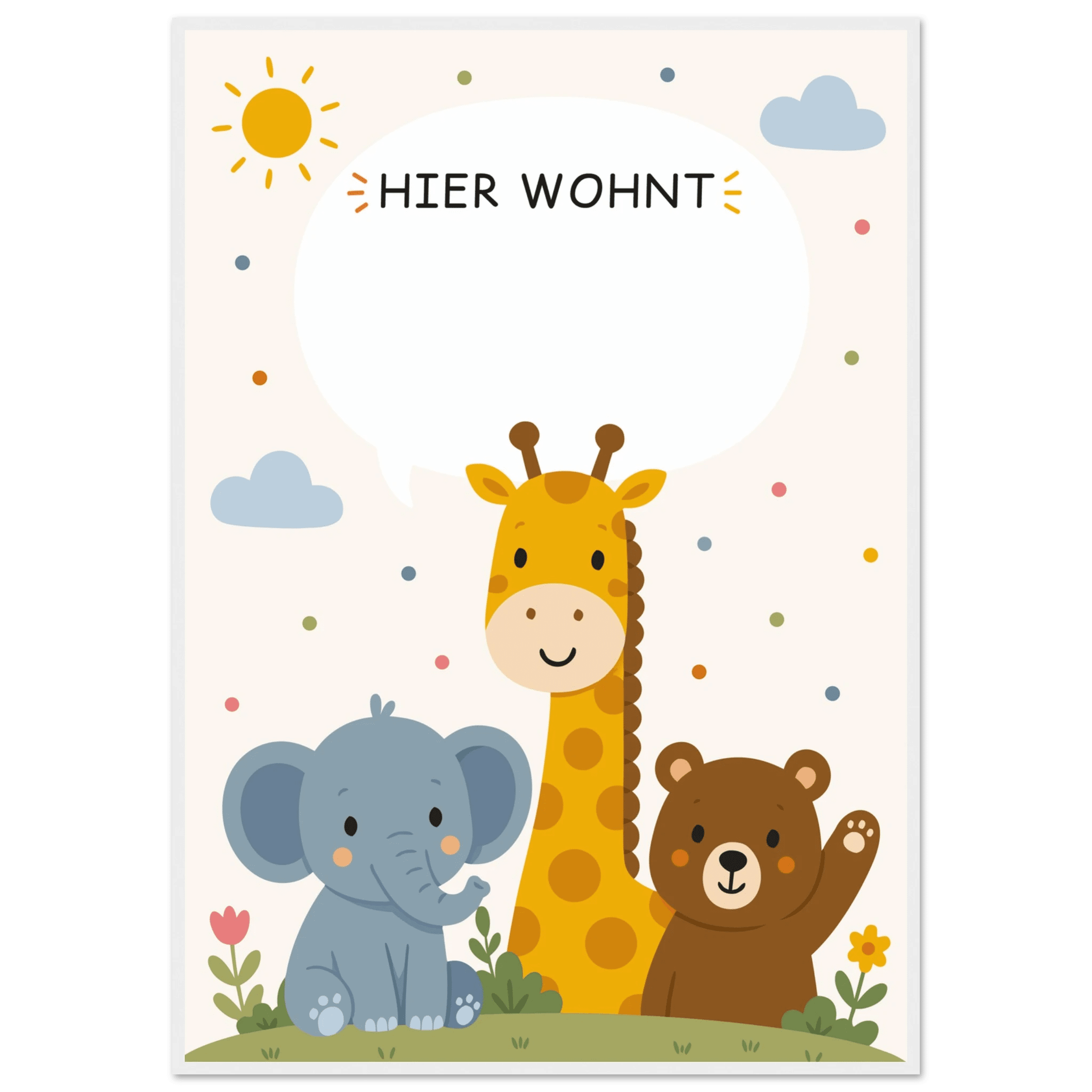Personalisiertes Namensposter mit Tieren | Hier wohnt 🖤 poster