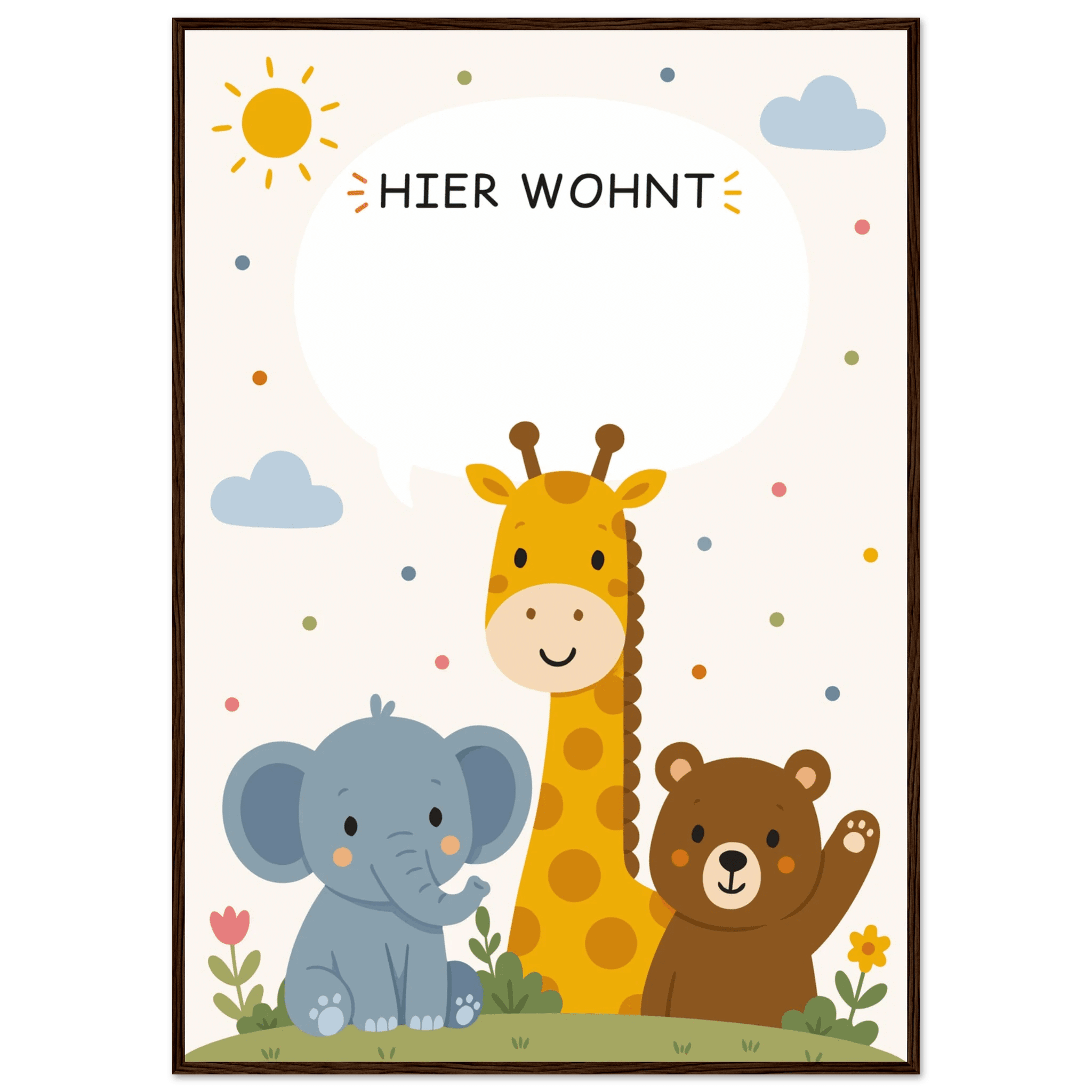 Personalisiertes Namensposter mit Tieren | Hier wohnt 💙 poster