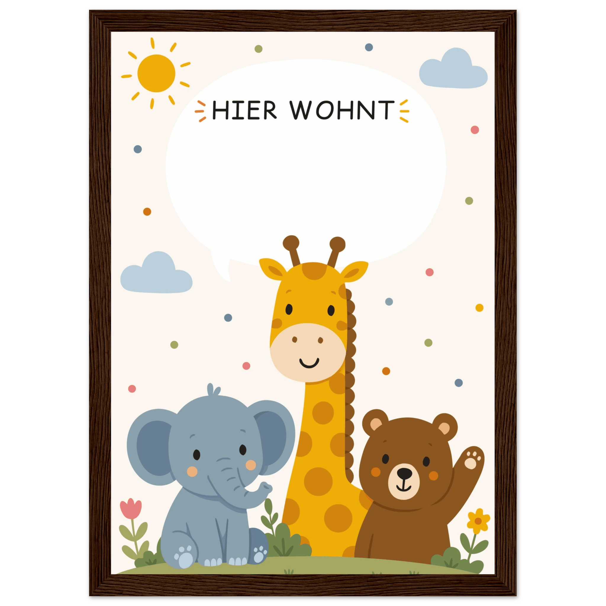 Personalisiertes Namensposter mit Tieren | Hier wohnt 🖤 poster