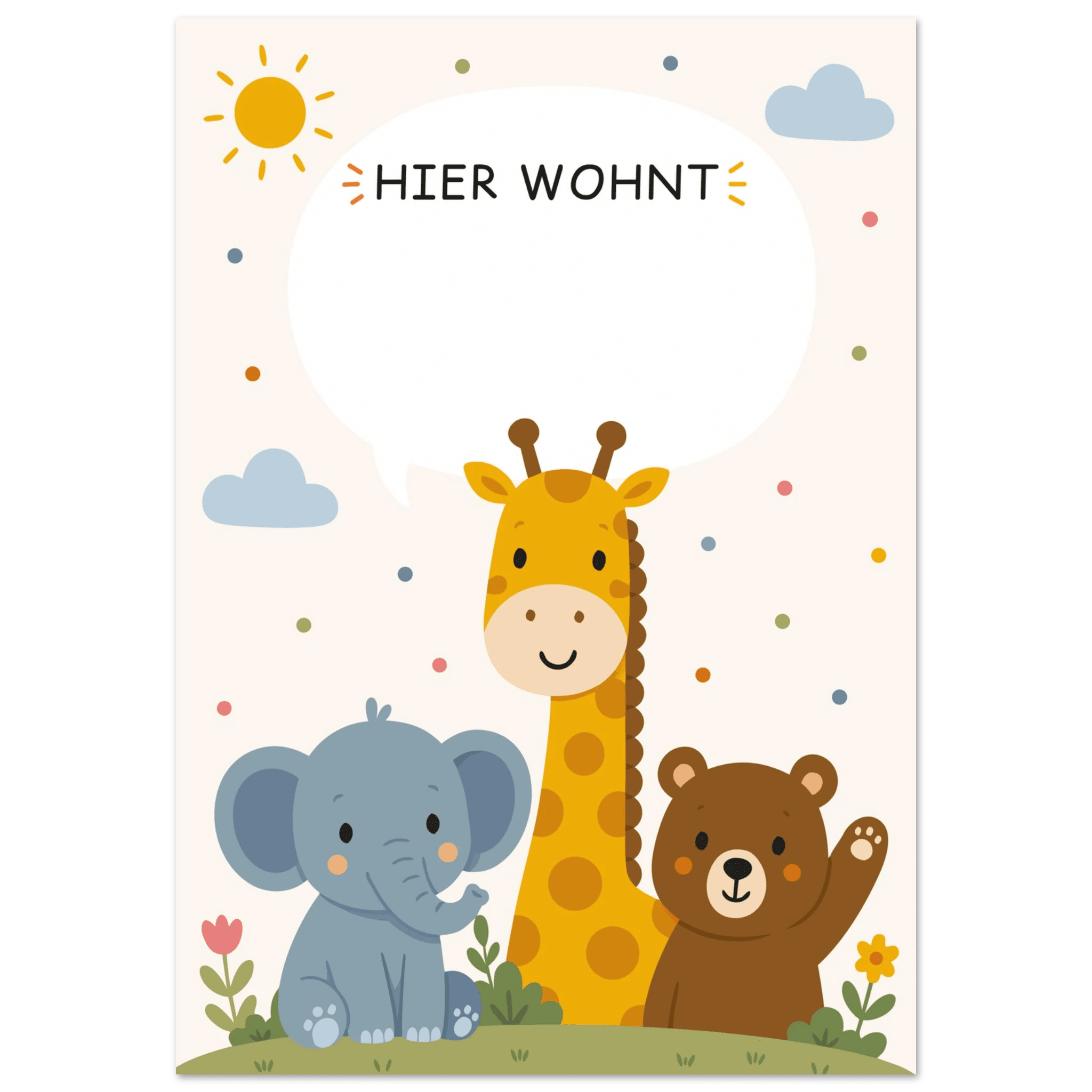 Personalisiertes Namensposter mit Tieren | Hier wohnt 🖤 poster