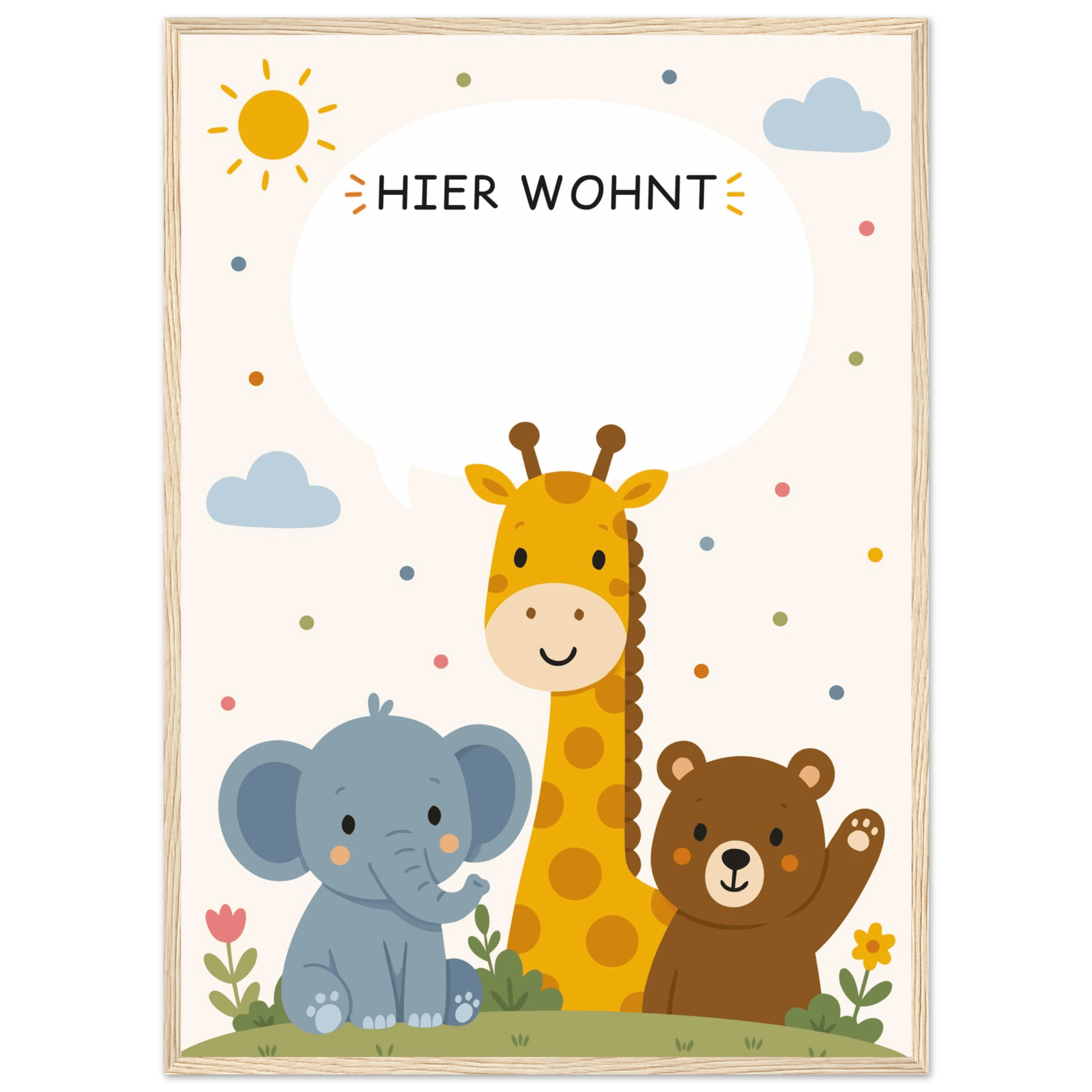 Personalisiertes Namensposter mit Tieren | Hier wohnt 💚 poster