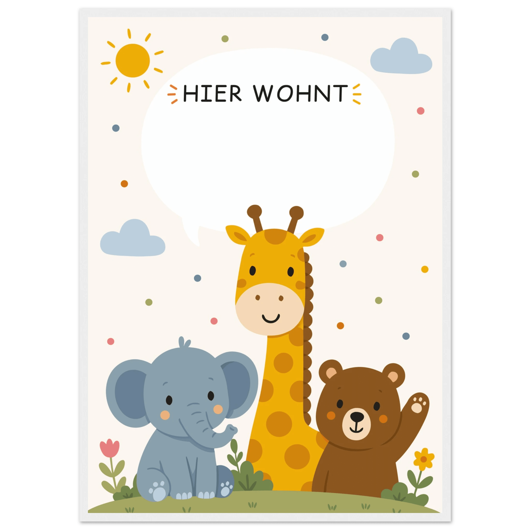 Personalisiertes Namensposter mit Tieren | Hier wohnt 🖤 poster