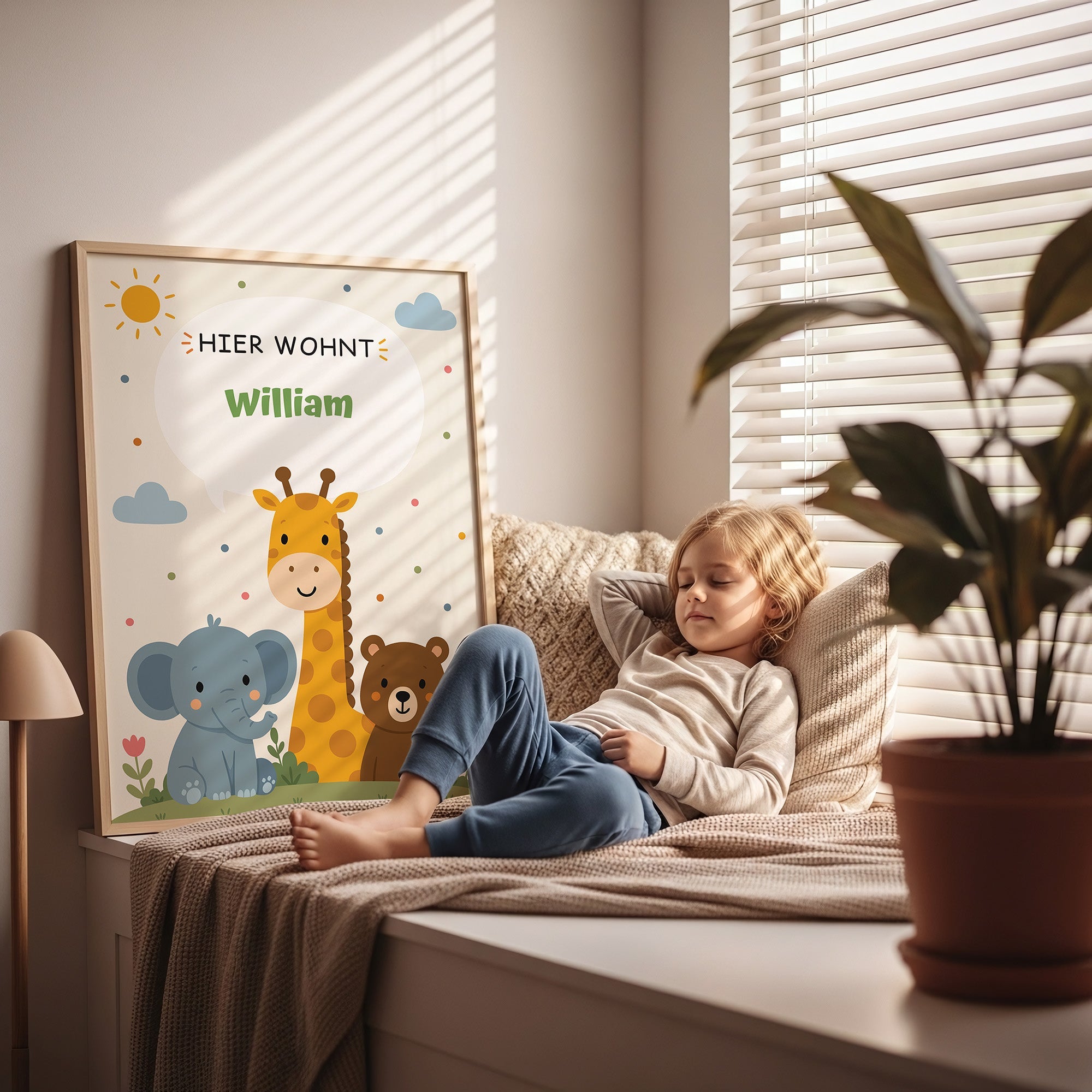 Personalisiertes Namensposter mit Tieren | Hier wohnt 💚 poster