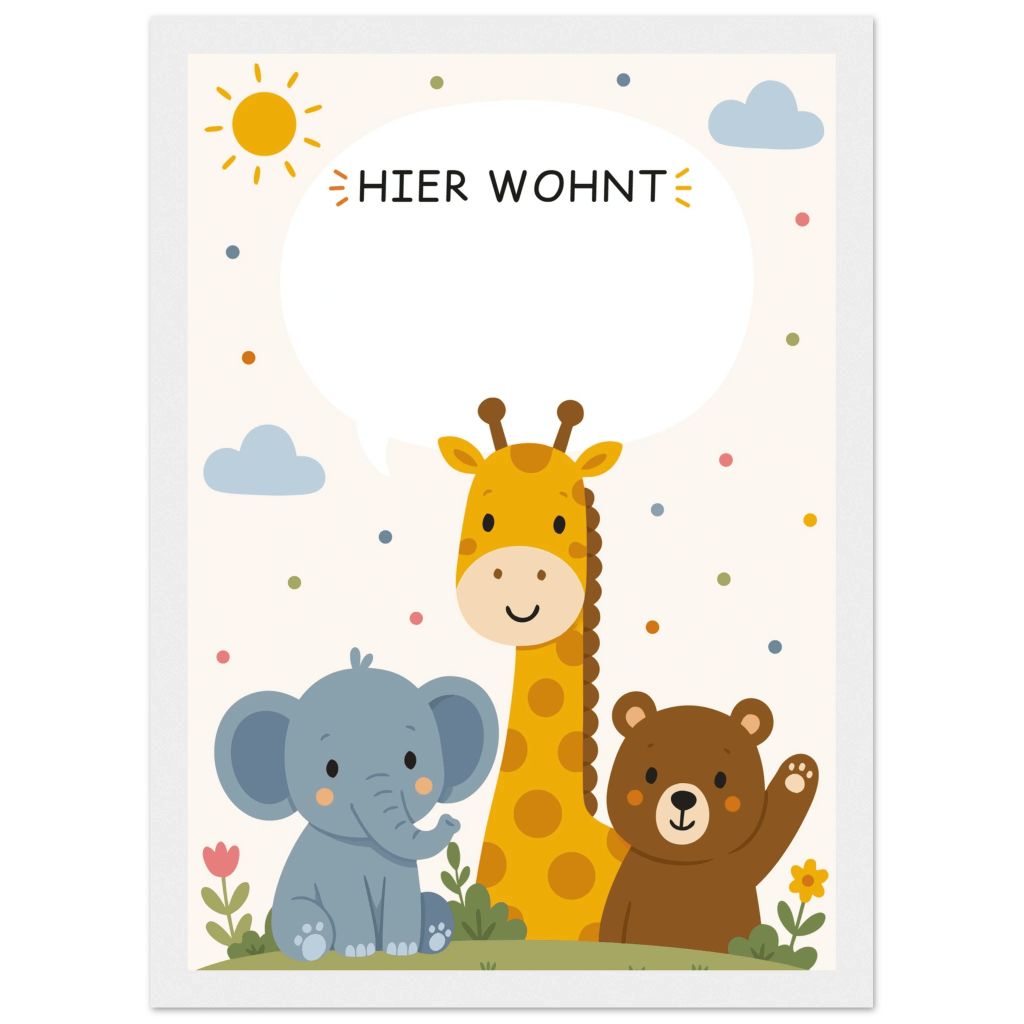 Personalisiertes Namensposter mit Tieren | Hier wohnt 💙 poster