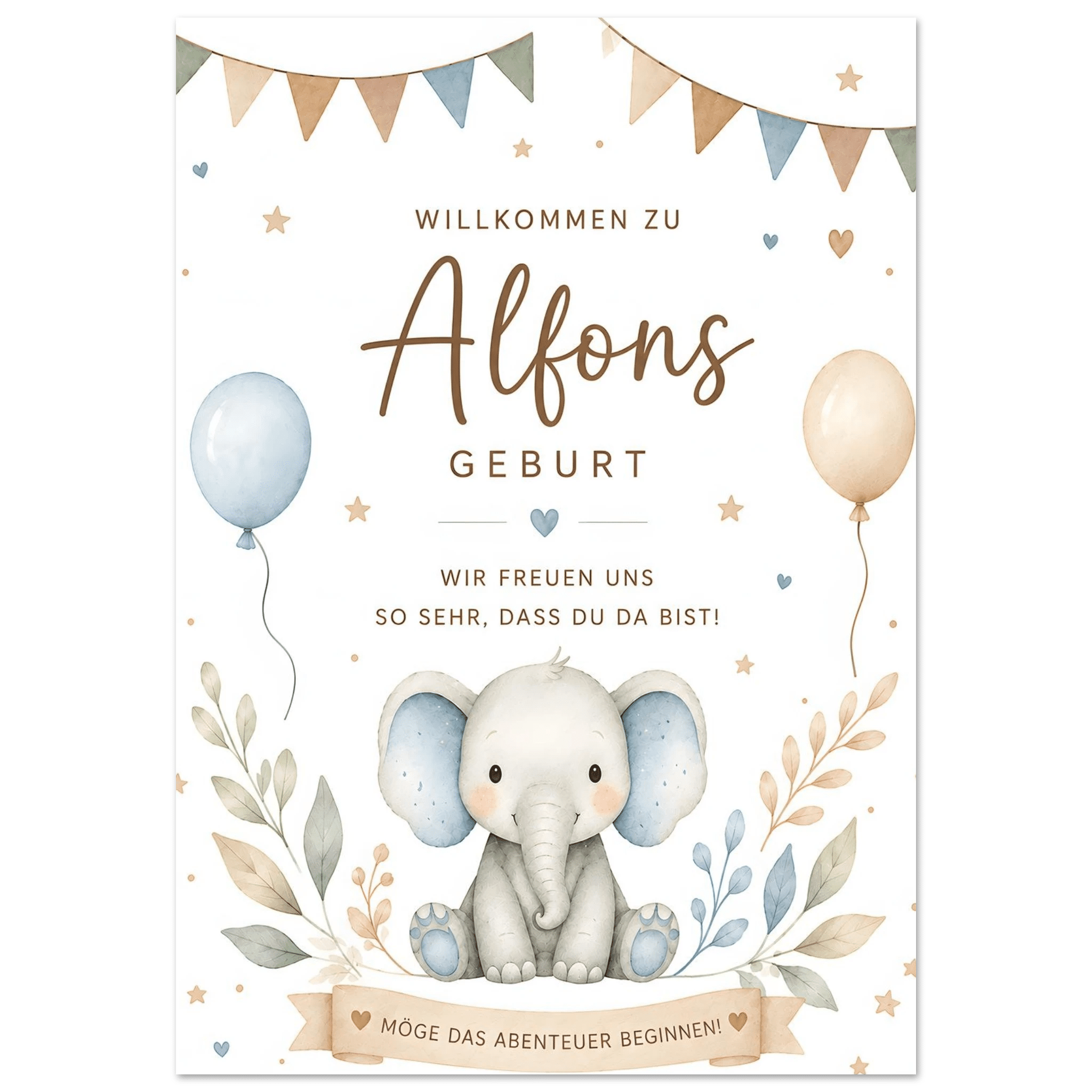 Personalisiertes Willkommensschild für Geburtstag, Taufe & Babyparty poster