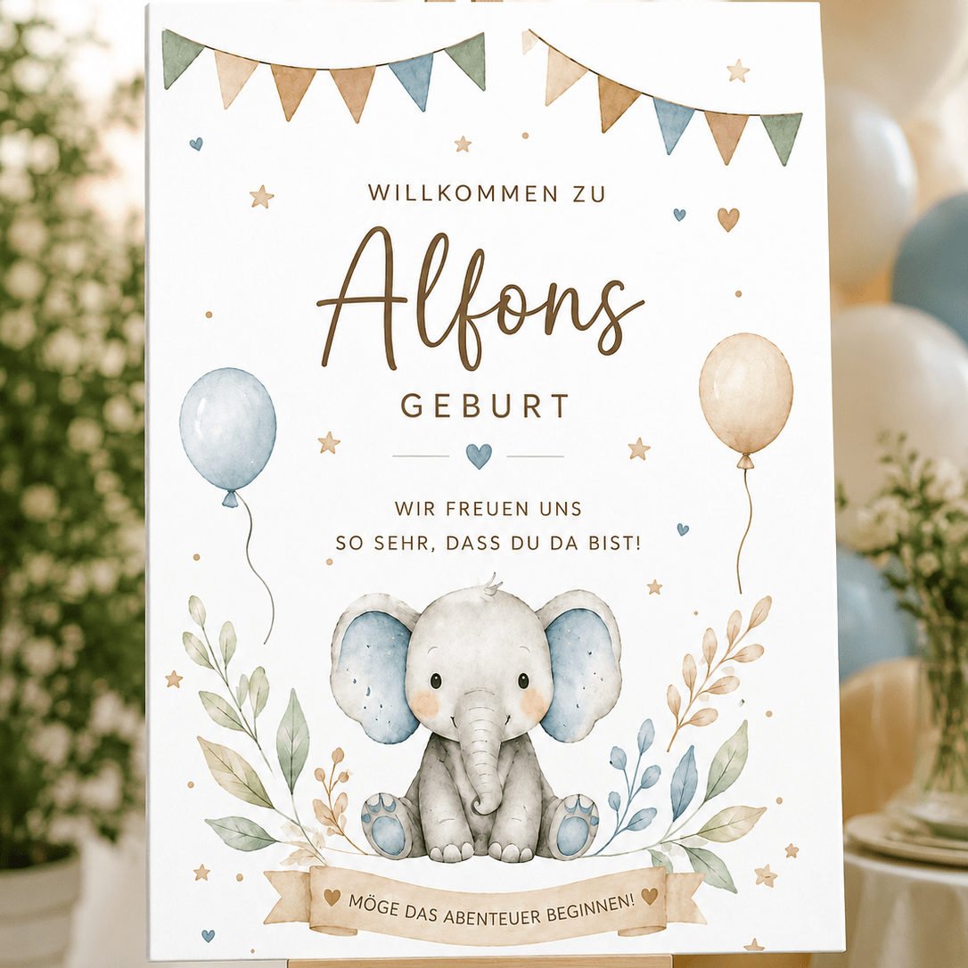 Personalisiertes Willkommensschild für Geburtstag, Taufe & Babyparty poster