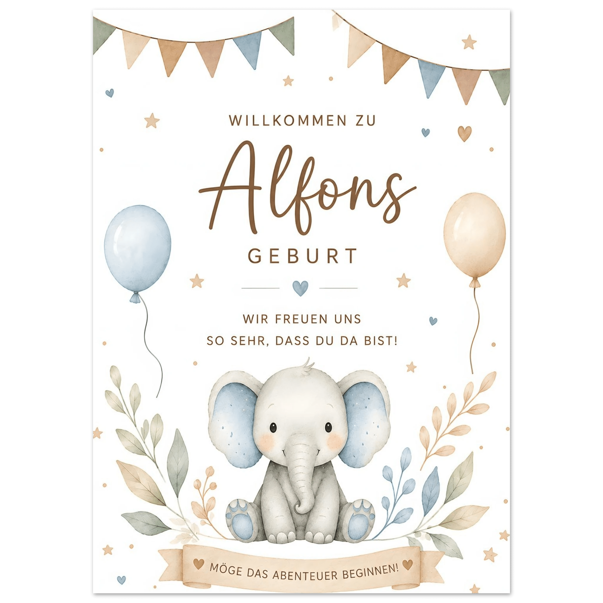 Personalisiertes Willkommensschild für Geburtstag, Taufe & Babyparty poster