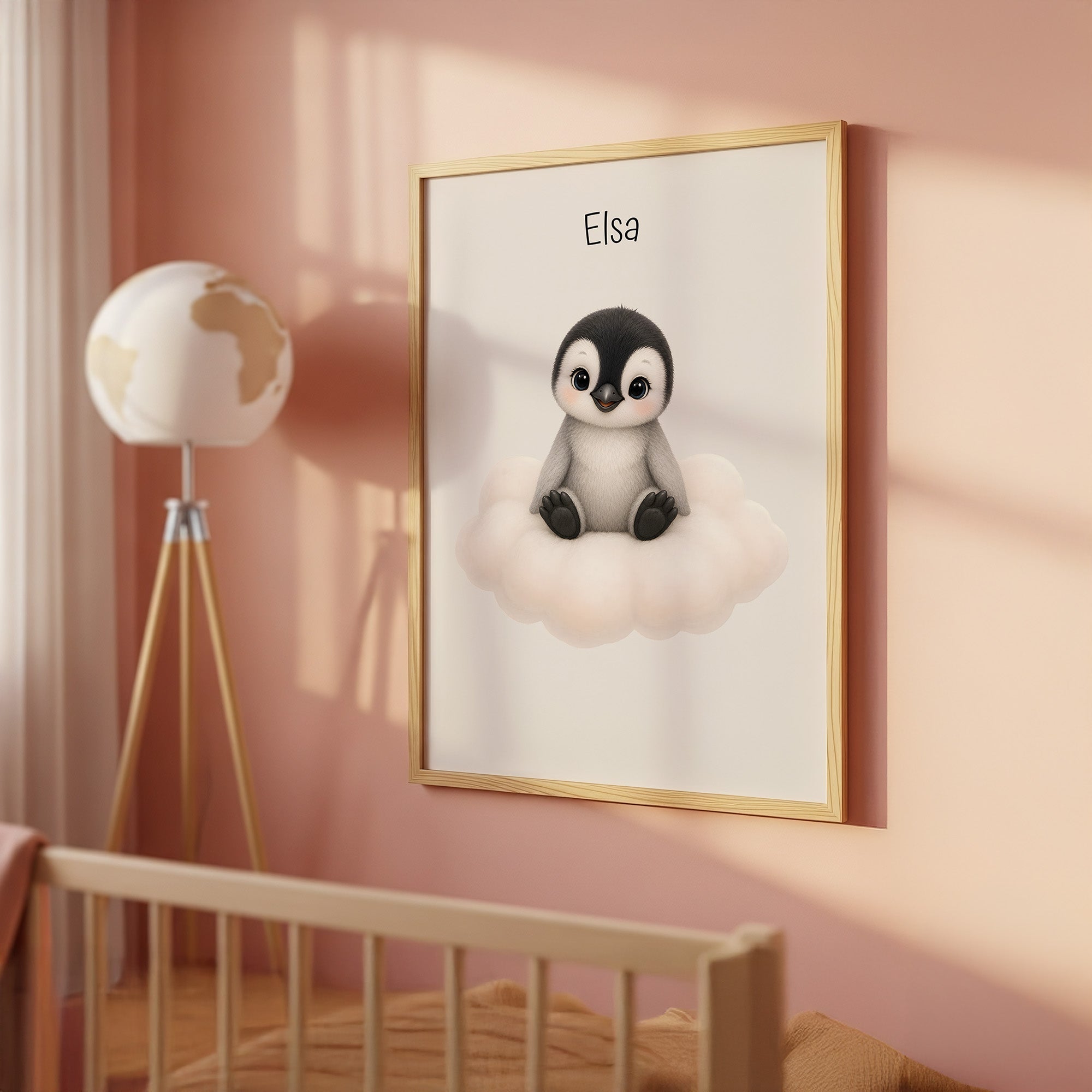 Personlig barnposter med söta djur på moln poster
