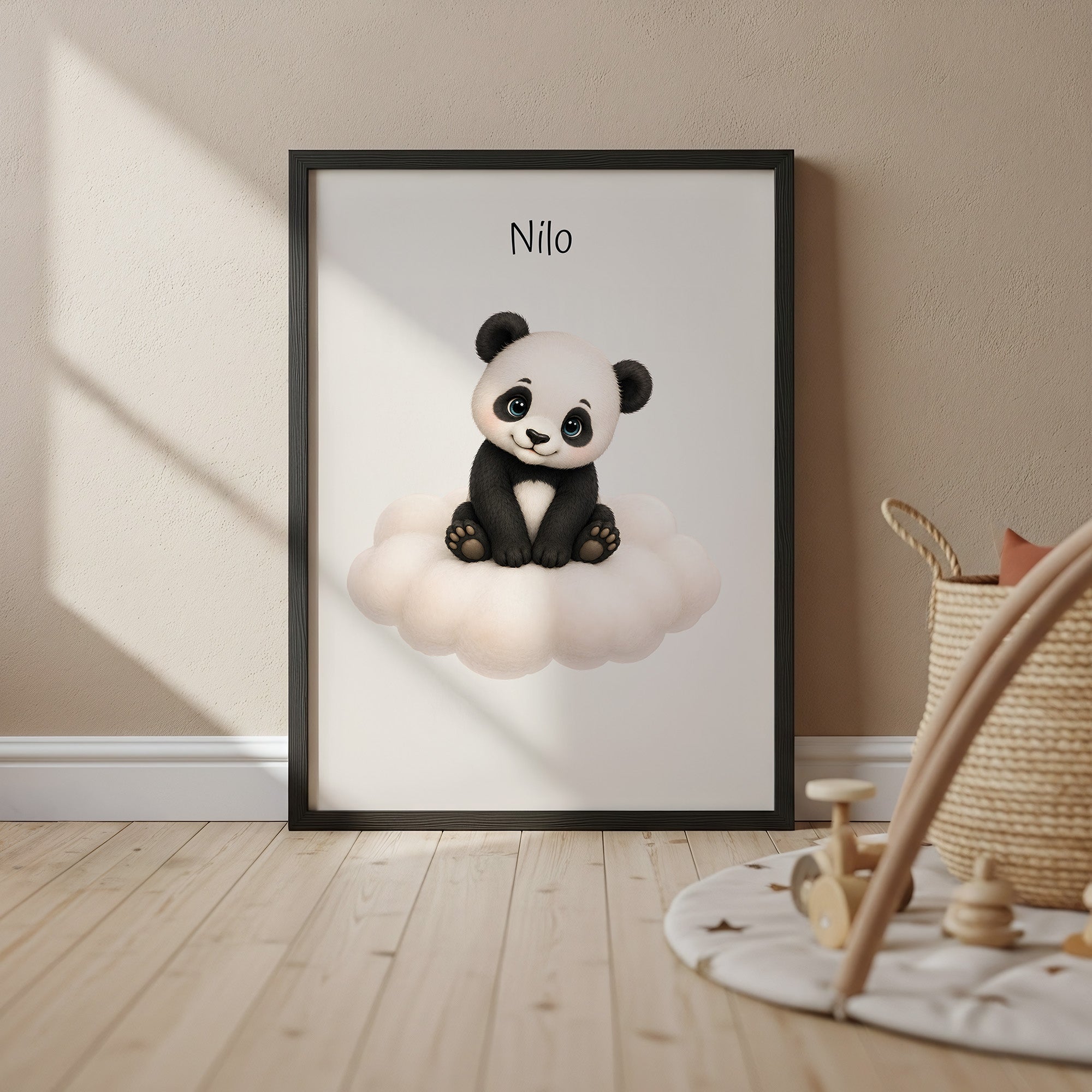 Personlig barnposter med söta djur på moln poster