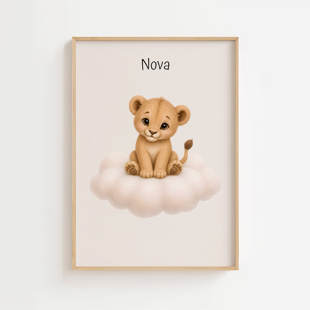 Personlig barnposter med söta djur på moln poster