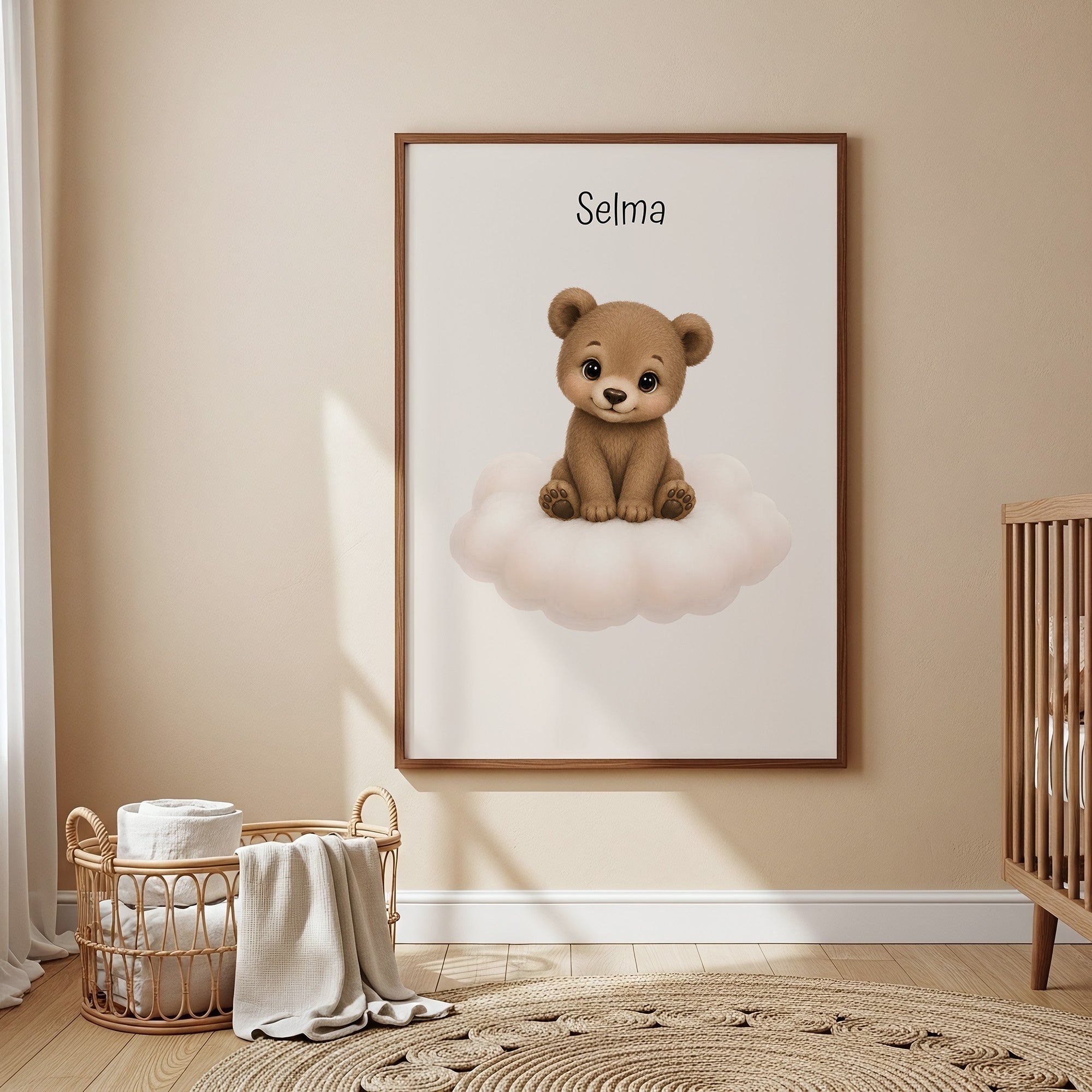 Personlig barnposter med söta djur på moln poster