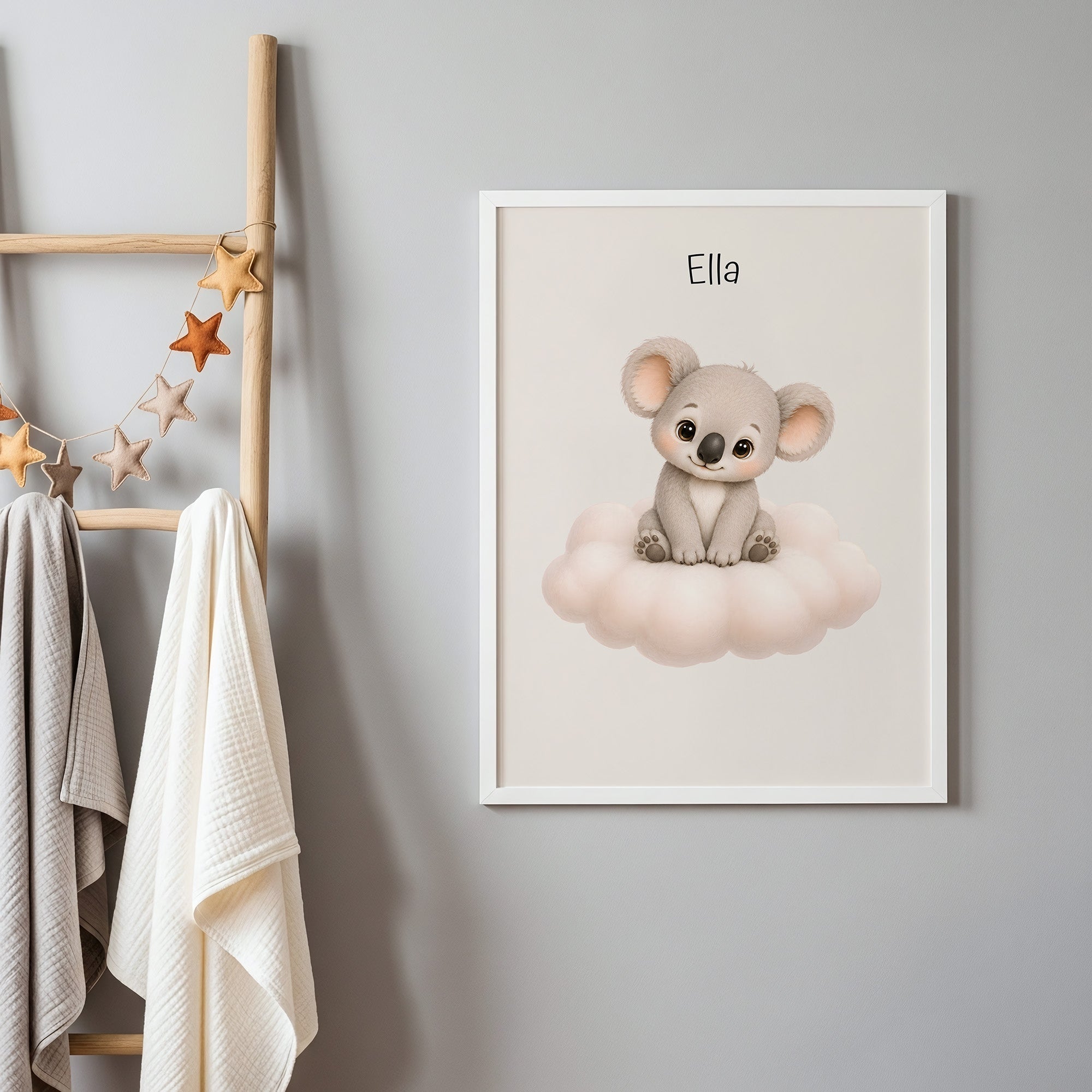 Personlig barnposter med söta djur på moln poster