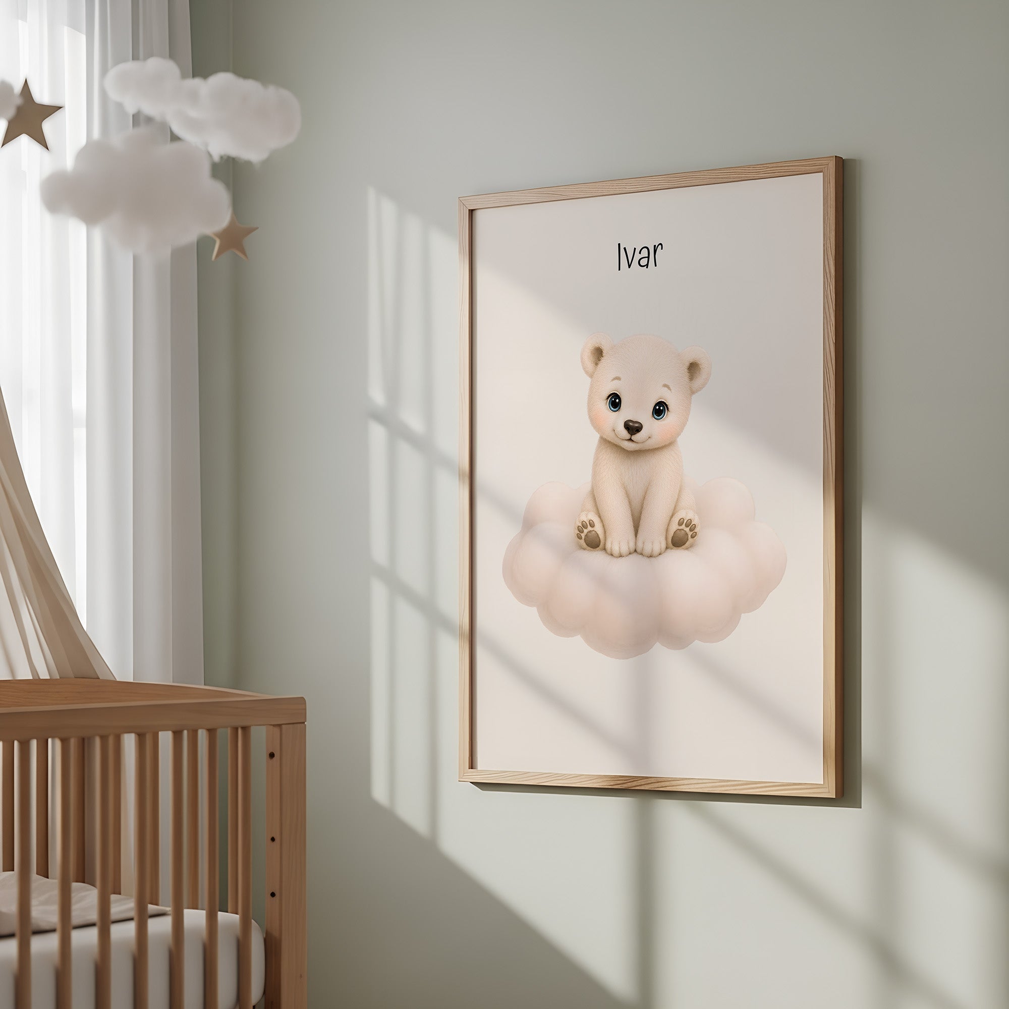 Personlig barnposter med söta djur på moln poster