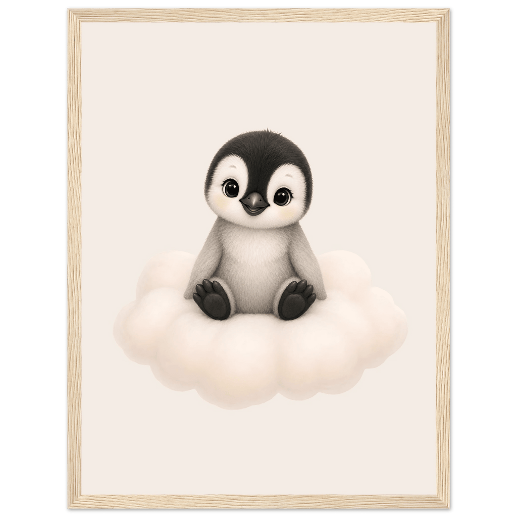 Pingvin på moln med namn poster