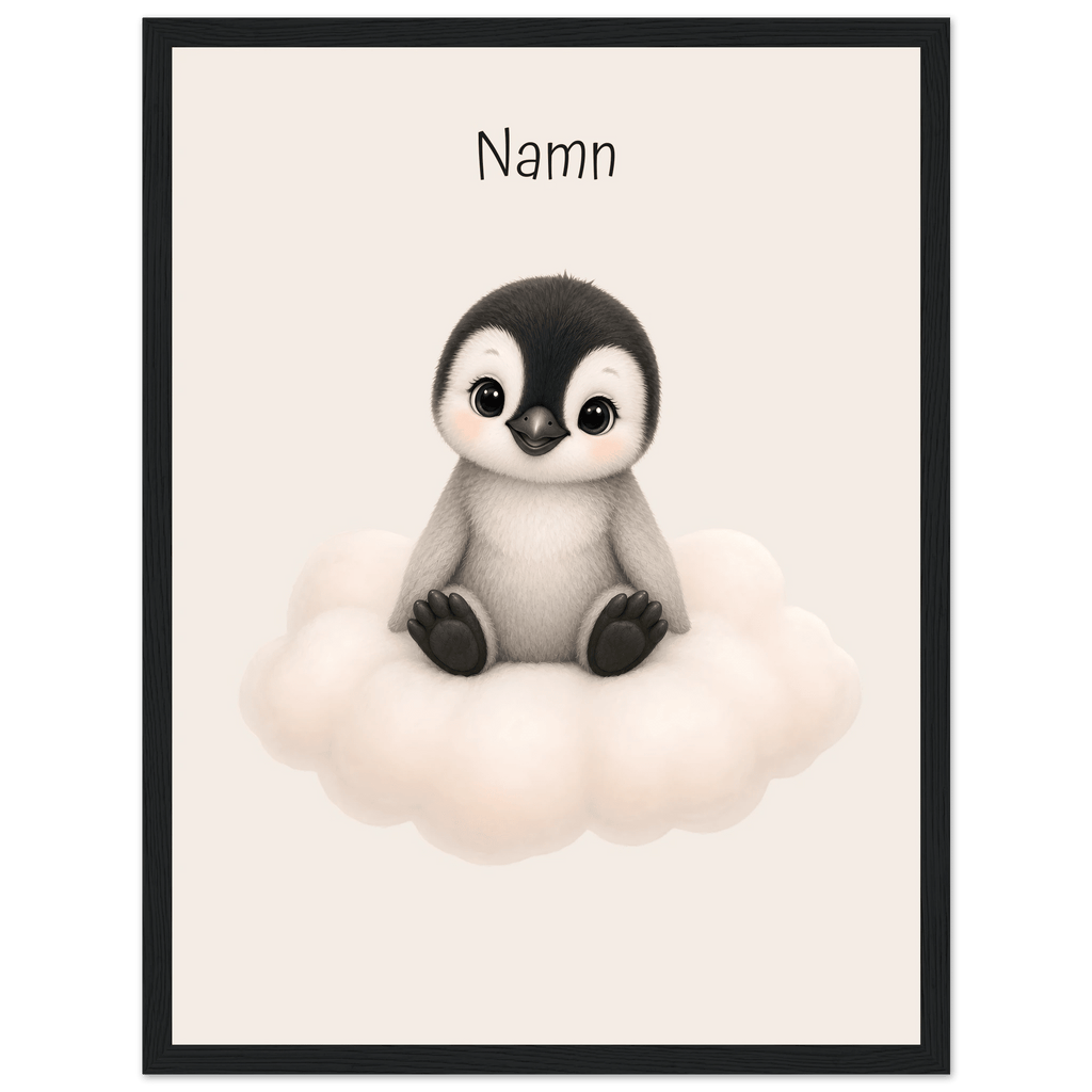 Pingvin på moln med namn poster