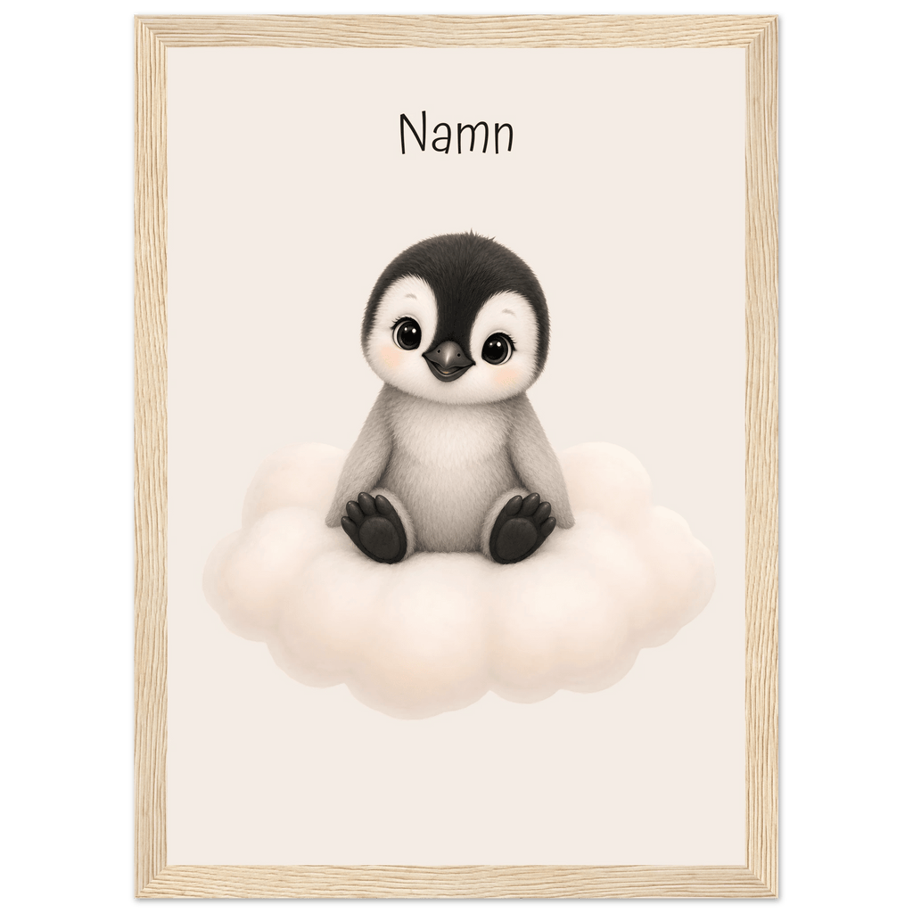 Pingvin på moln med namn poster