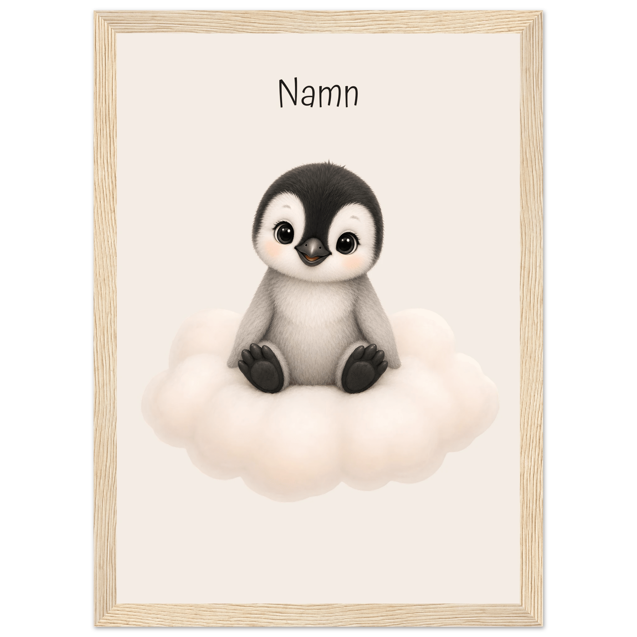 Pingvin på moln med namn poster