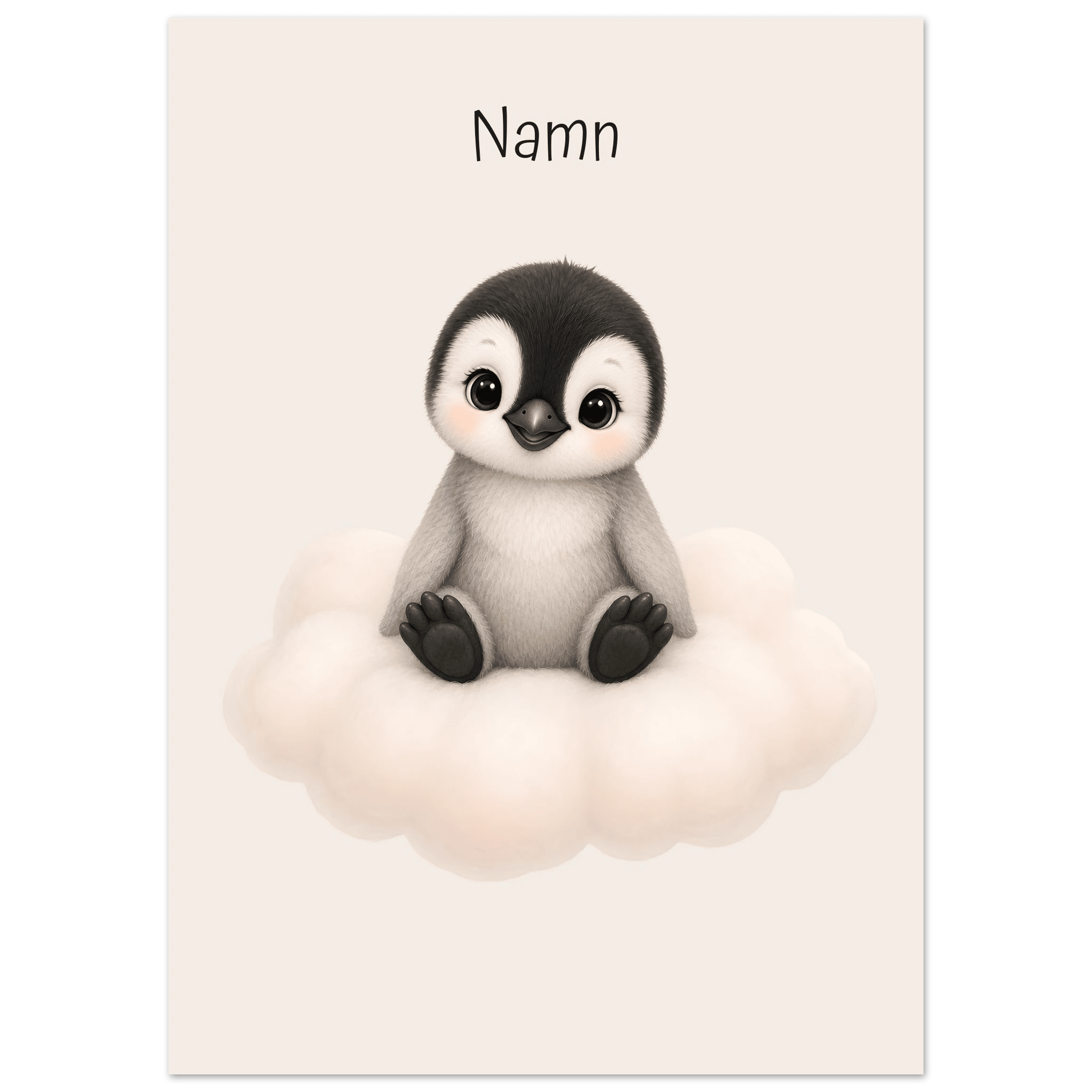 Pingvin på moln med namn poster