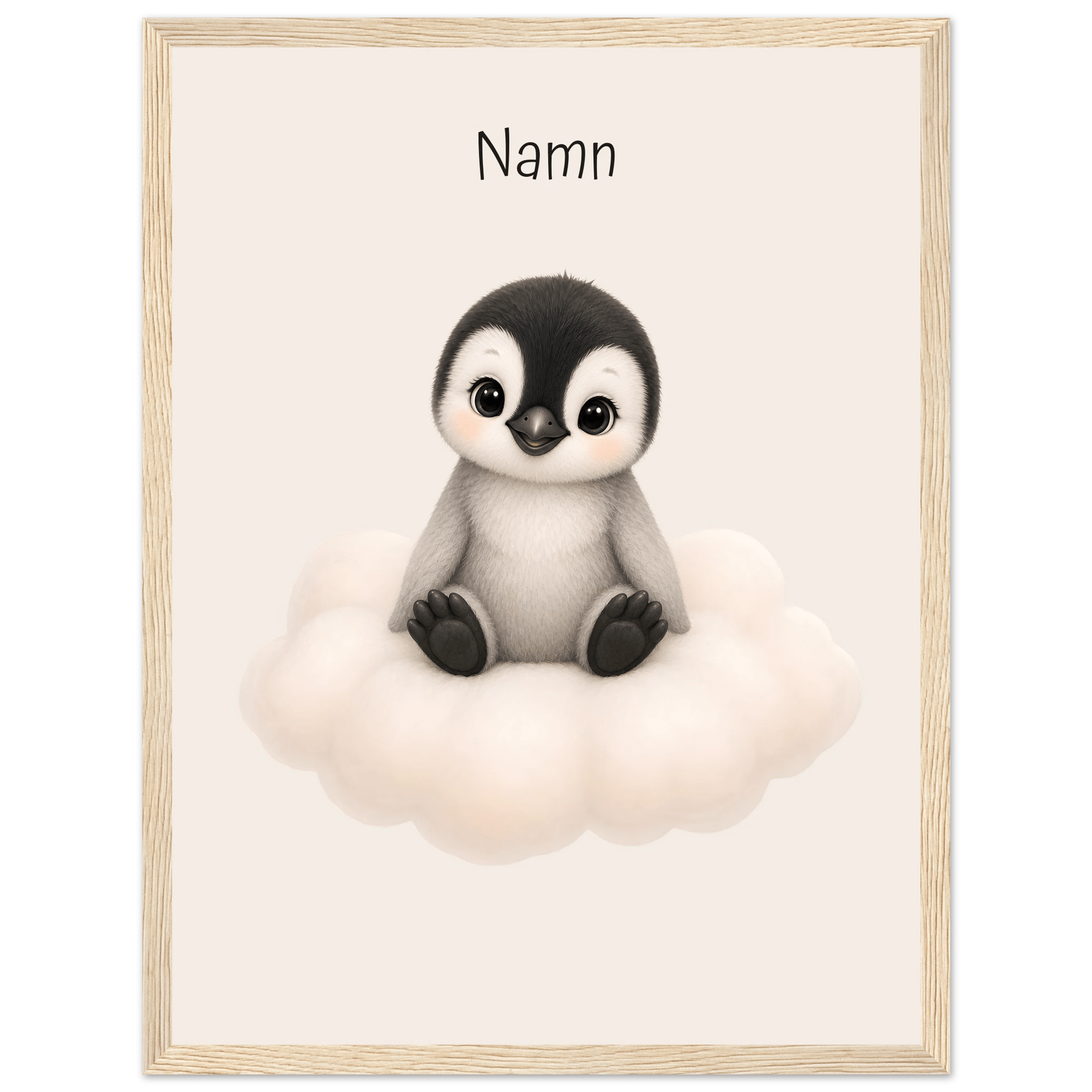 Pingvin på moln med namn poster