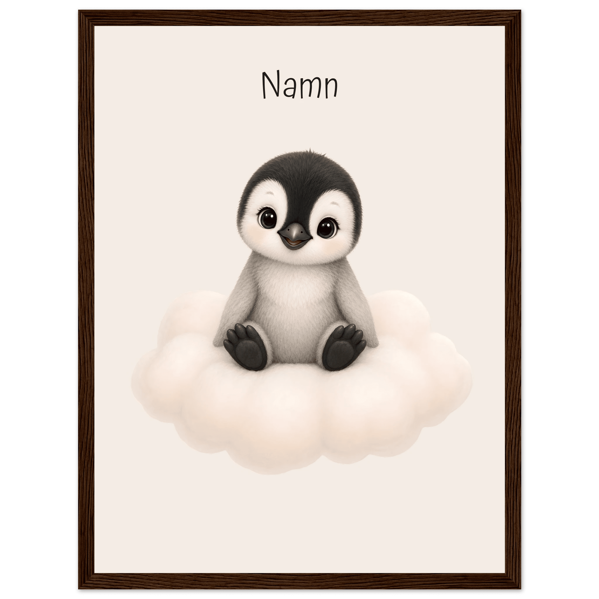 Pingvin på moln med namn poster