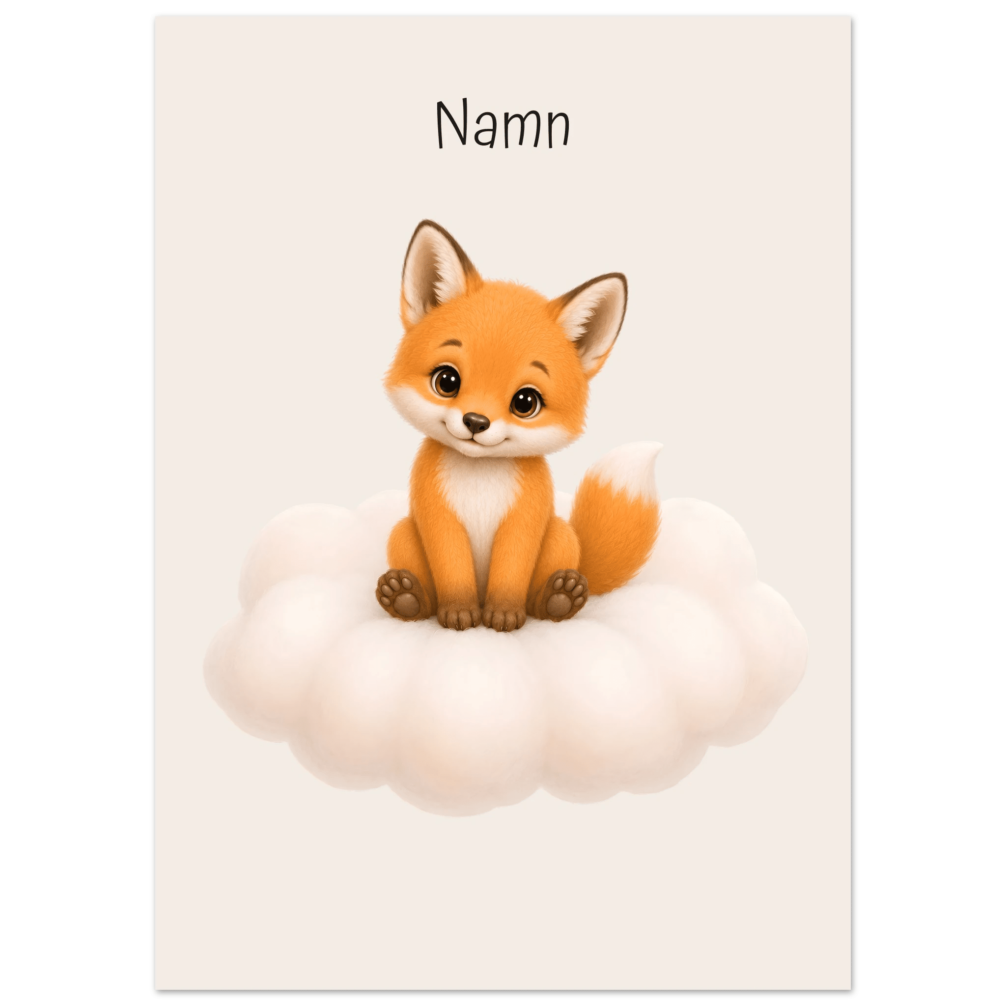 Räv på moln med namn poster
