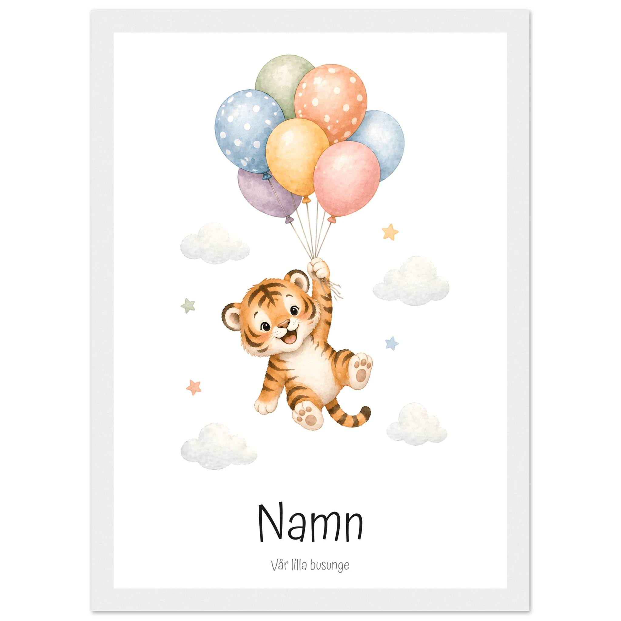 Tiger med personligt namn & text poster