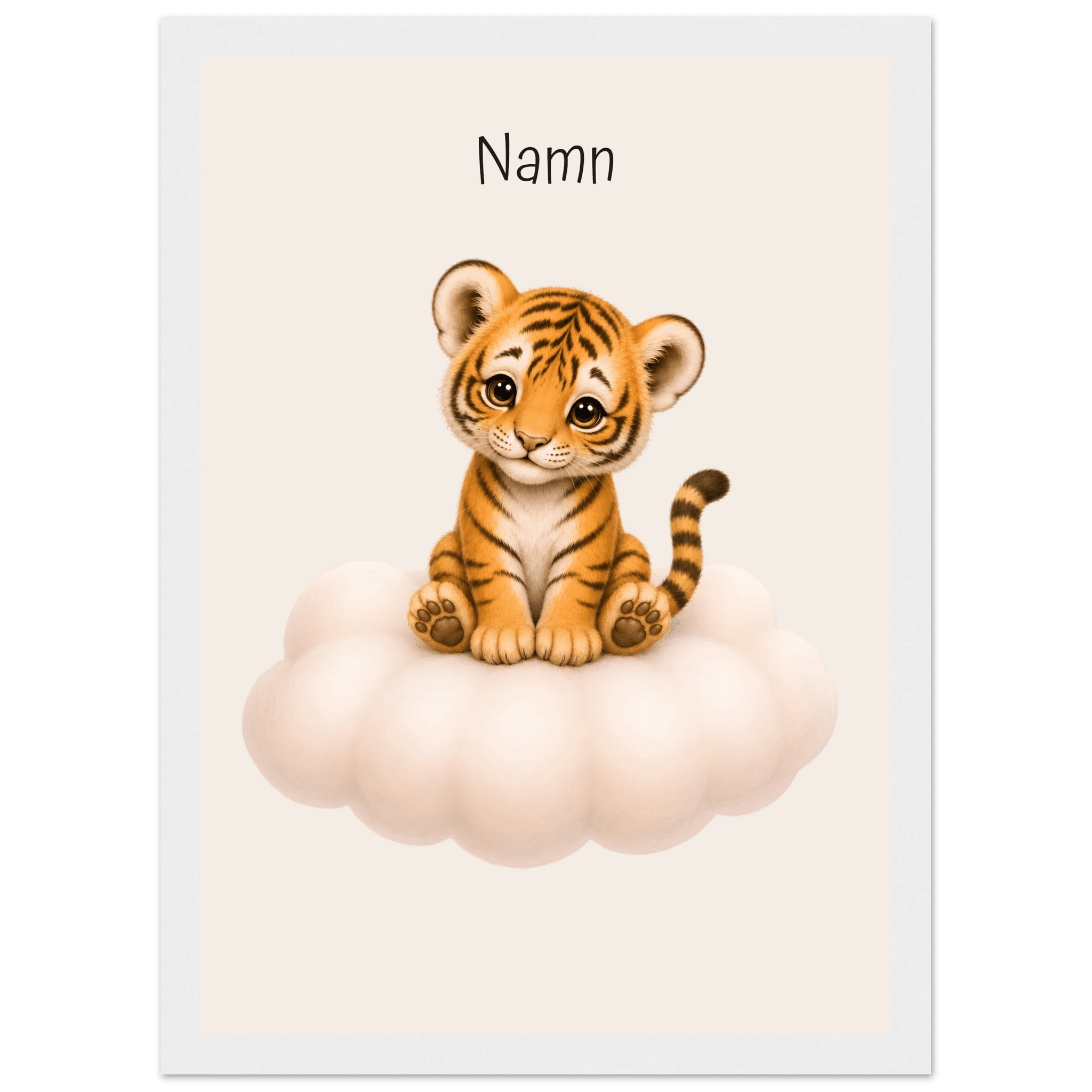 Tiger på moln med namn poster