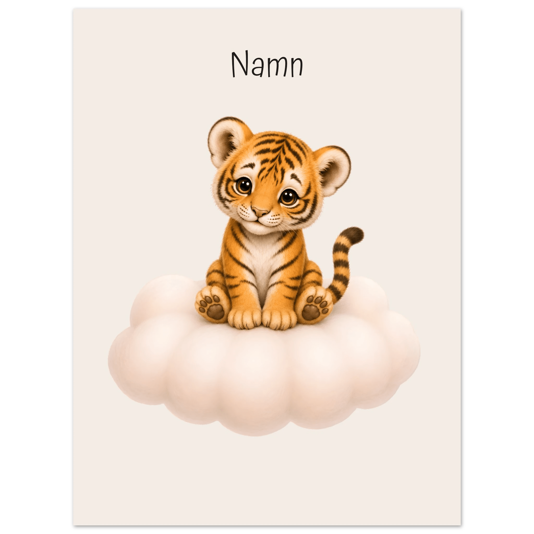 Tiger på moln med namn poster